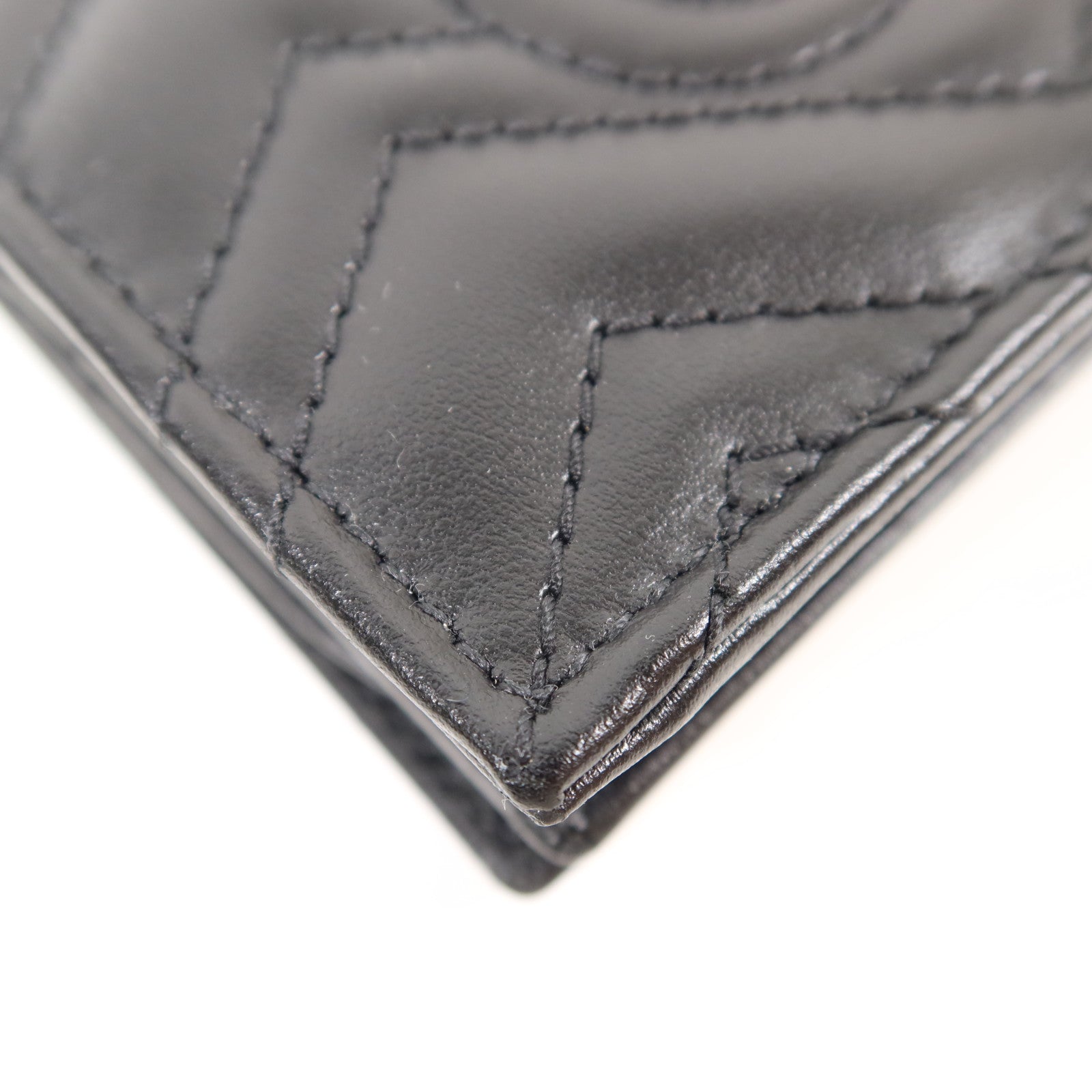GUCCI Chevron皮革GG Marmont Small Wallet金扣錢包