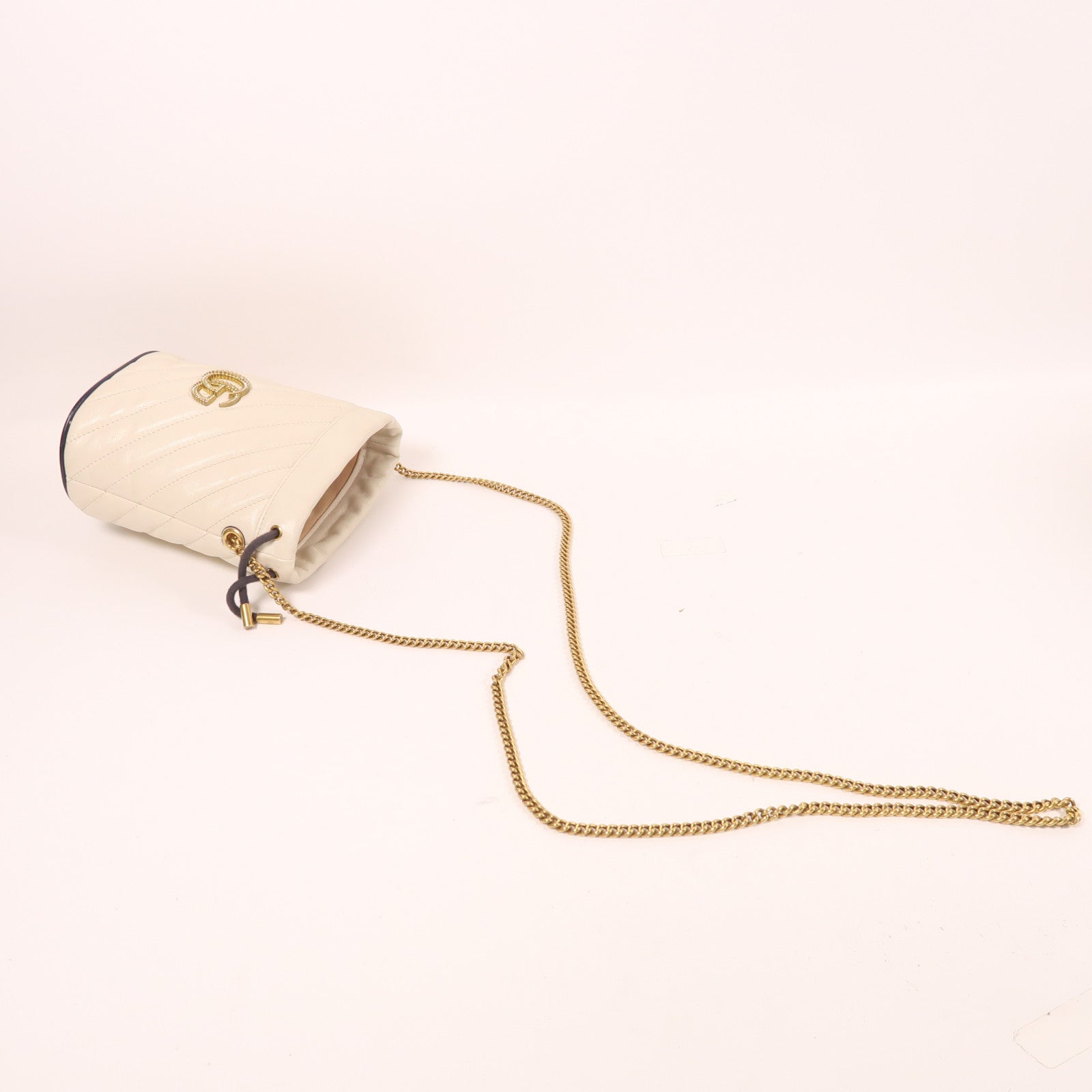 GUCCI 【激減優惠】牛皮皮革Bucket Bag金扣鏈帶肩背袋