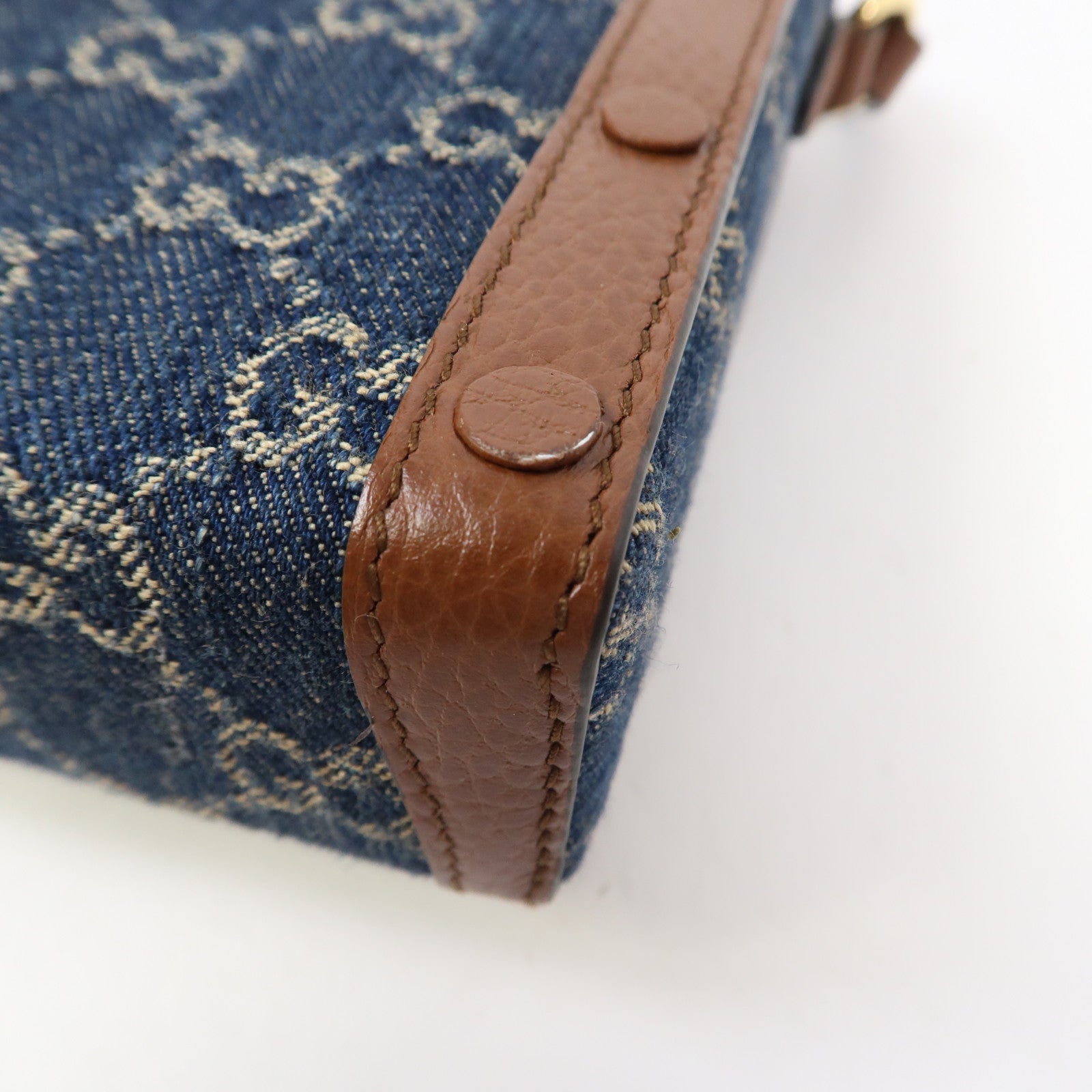 GUCCI 帆布Horsebit 1955 Mini Bag金扣肩背袋藍色