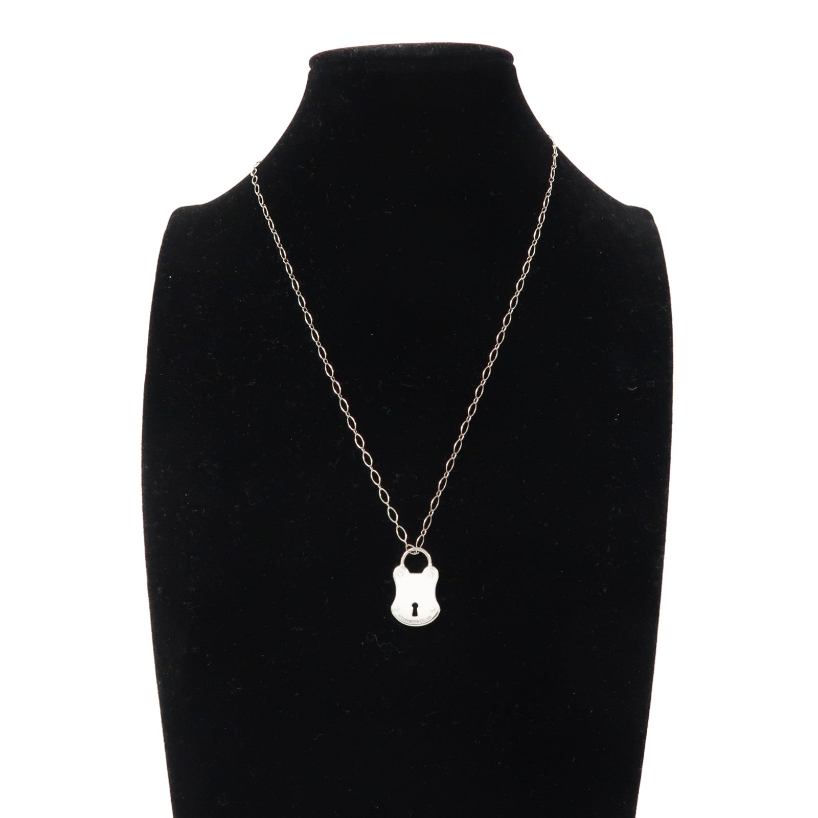 TIFFANY＆CO 925純銀Emblem Lock Pendant Necklace項鍊