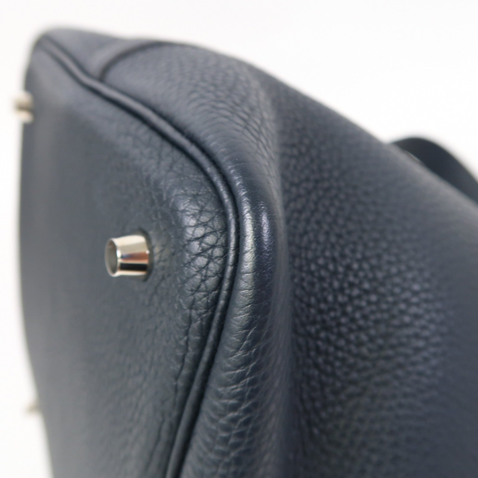 HERMES 【激減優惠】Clemence皮革Picotin MM銀扣手挽袋午夜藍色