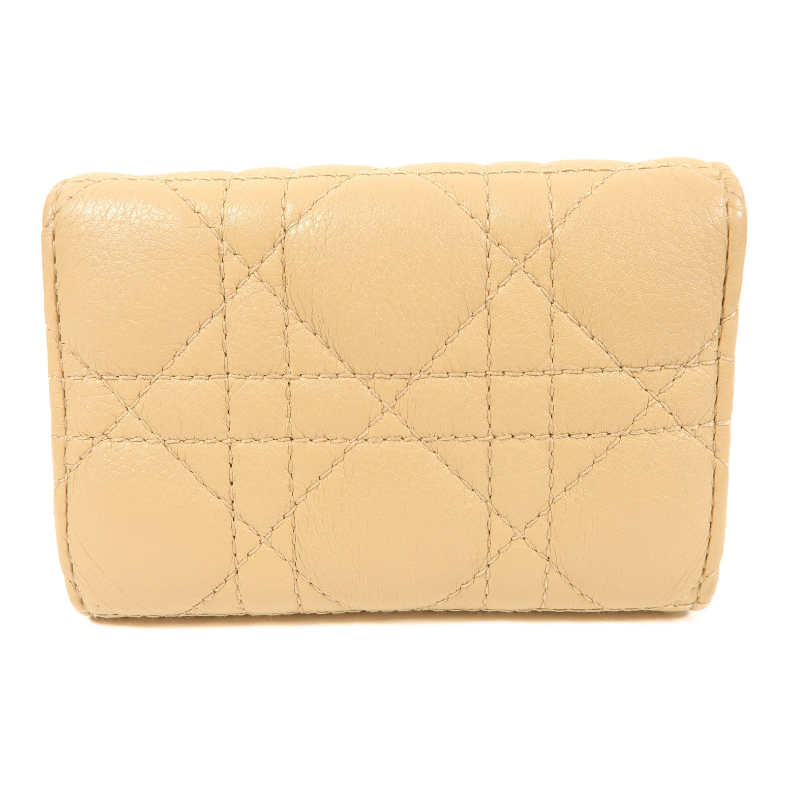 Dior CD GHW Wallet Lambskin Leather Beige