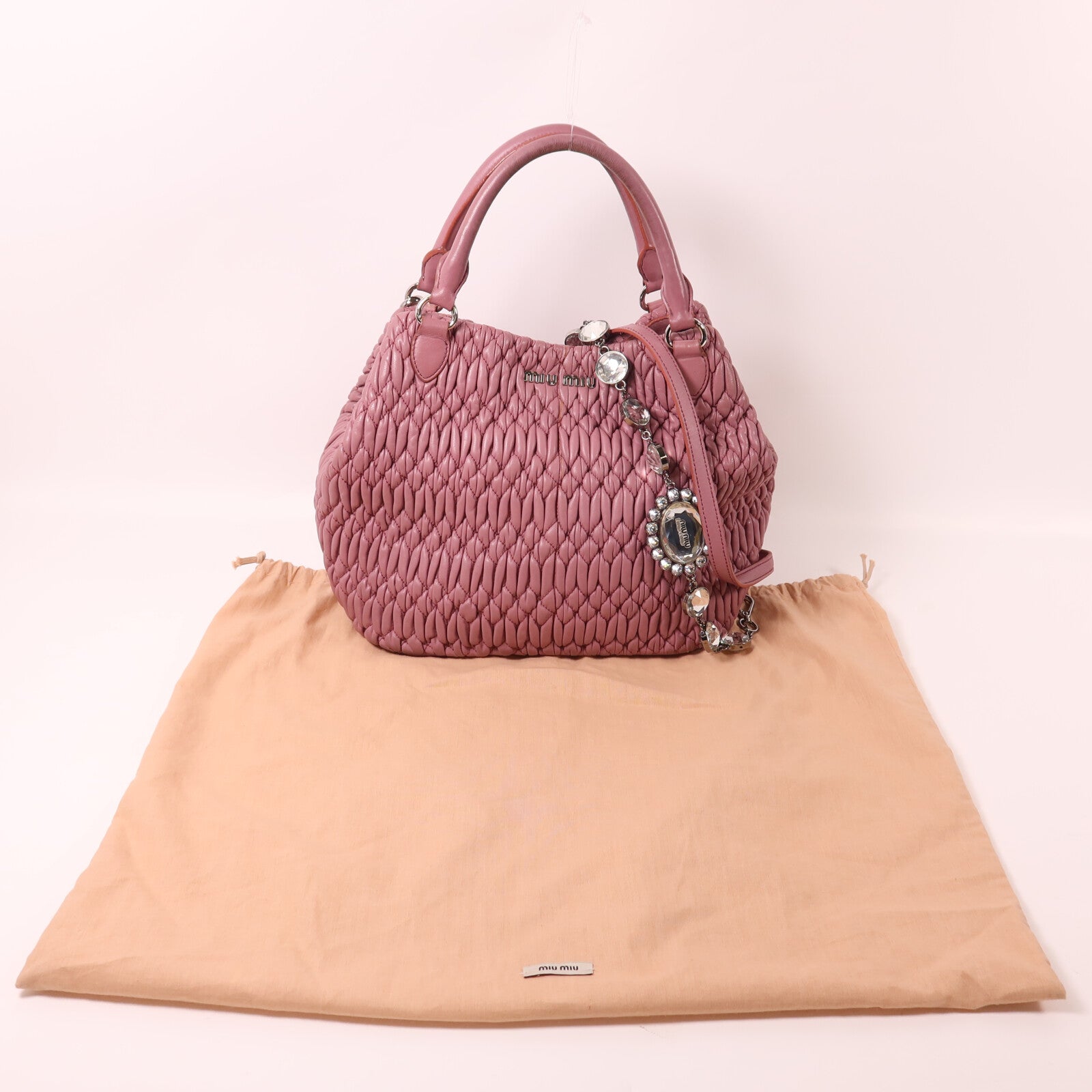 Miu Miu 羊皮皮革Shoulder Bag銀扣手挽肩背兩用袋