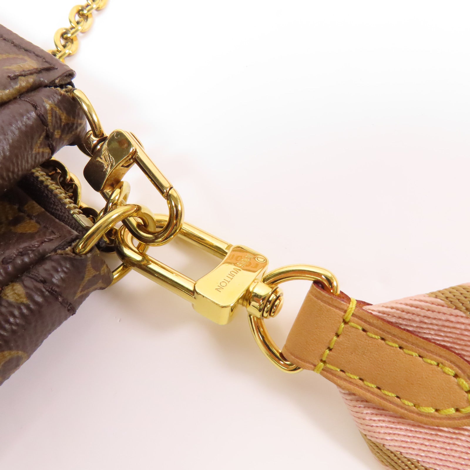 LOUIS VUITTON Monogram Multi Pochette Accessoires金扣手挽肩背兩用袋棕色