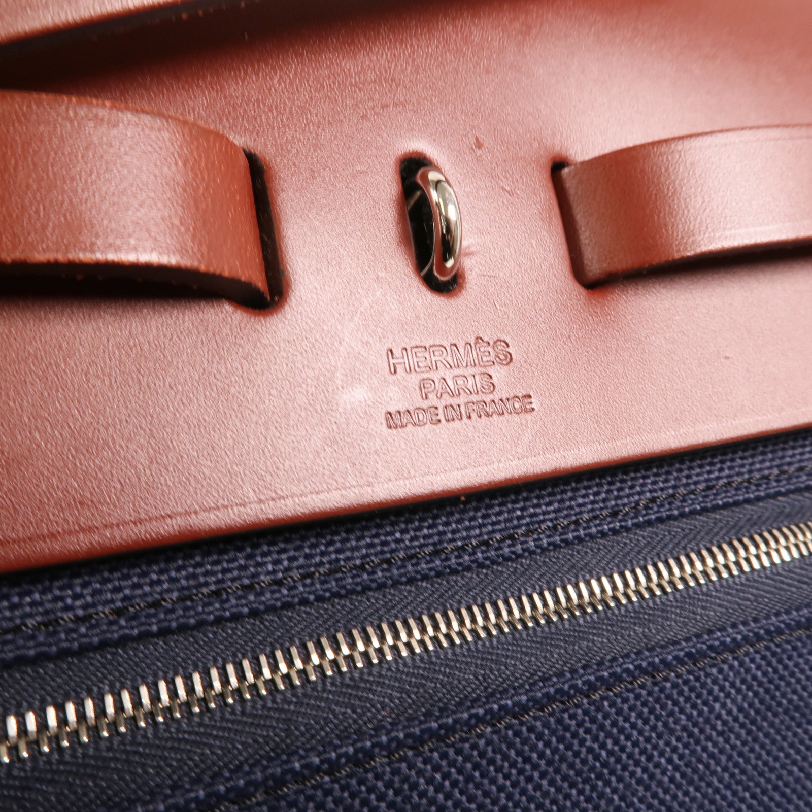 HERMES 帆布Herbag GM銀扣手挽肩背兩用袋