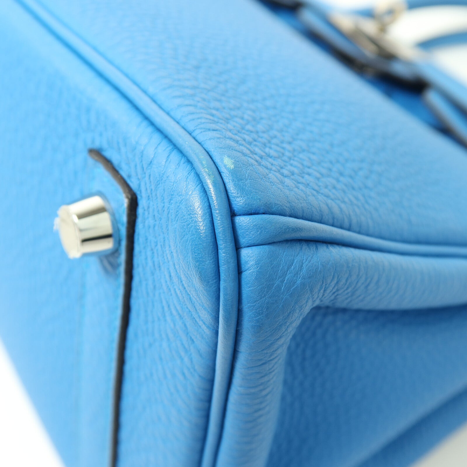HERMES Togo皮革Birkin 25銀扣手挽袋Blue Zanziar