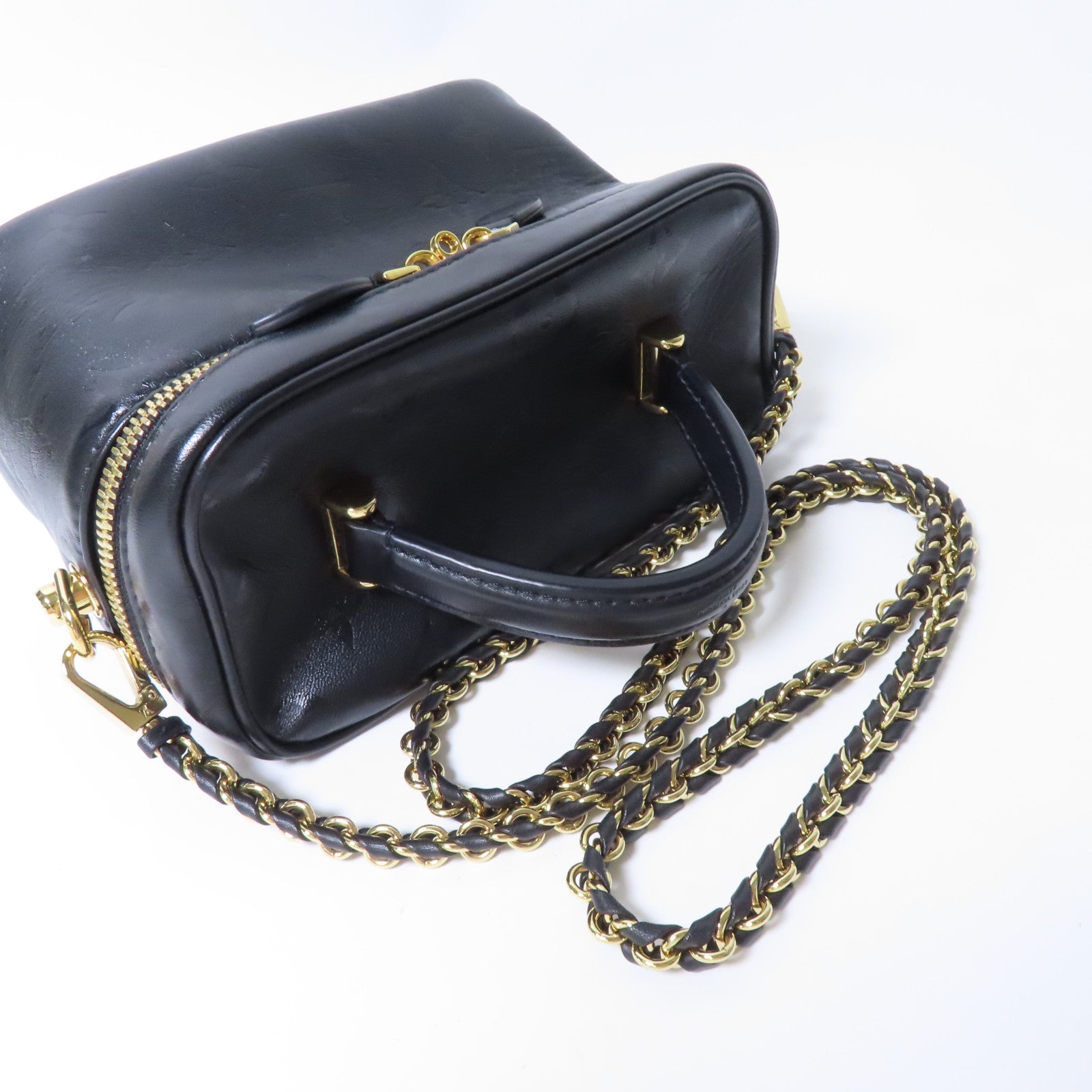 LOUIS VUITTON 【激減優惠】Monogram Ink Vanity PM金扣鏈帶手挽肩背兩用袋黑色