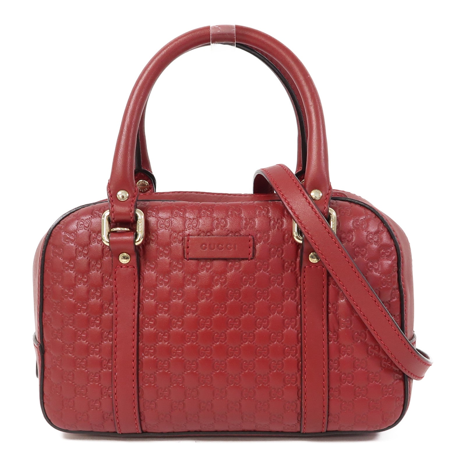 GUCCI 牛皮皮革Shoulder Bag金扣手挽肩背兩用袋紅色