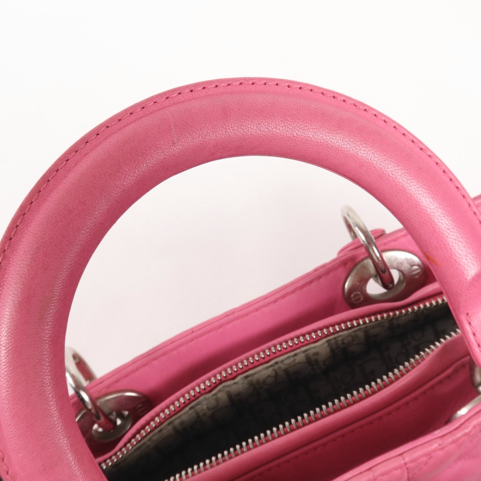 Dior 羊皮皮革Lady Dior銀扣手挽袋