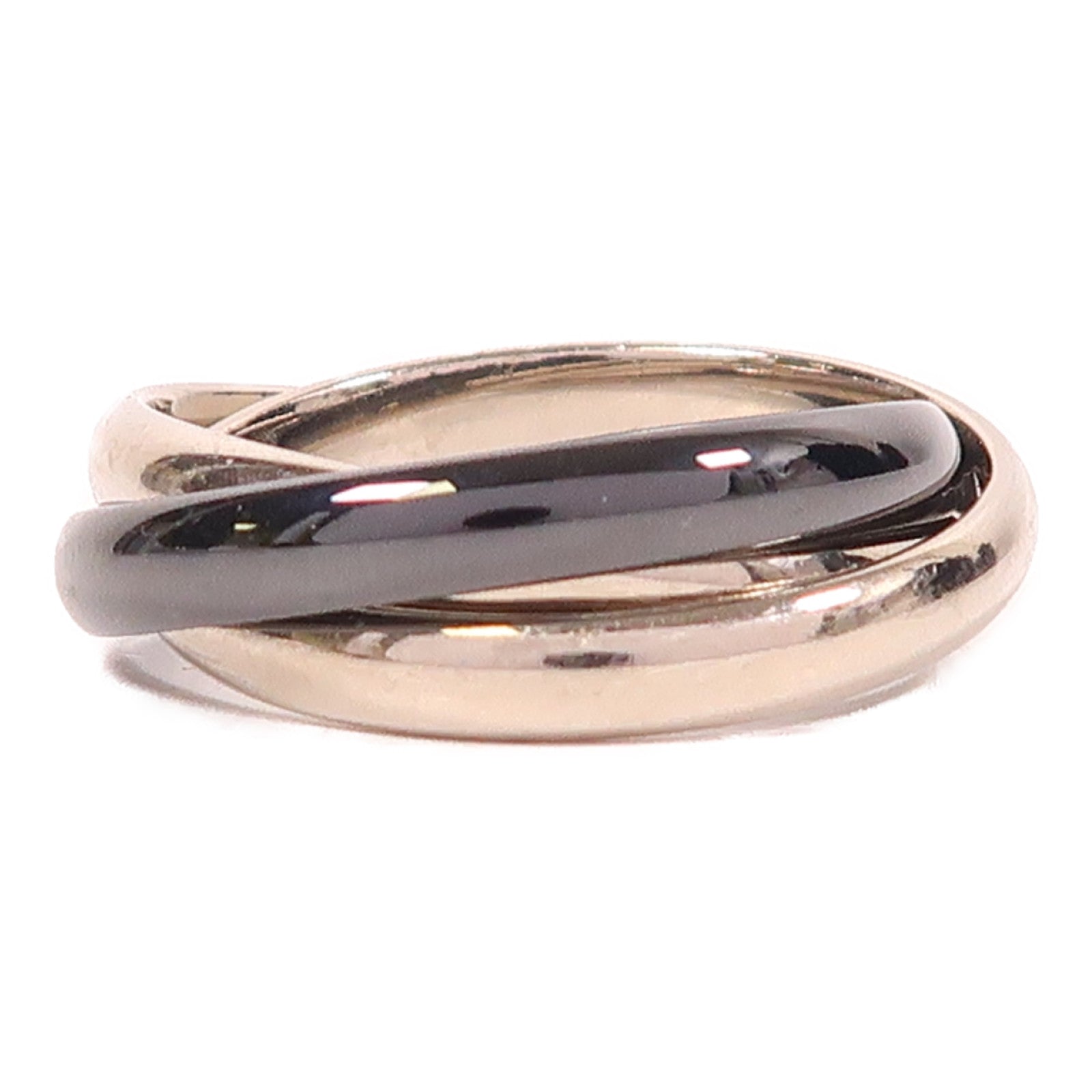CARTIER 18K白金/陶瓷Trinity戒指US#7.25