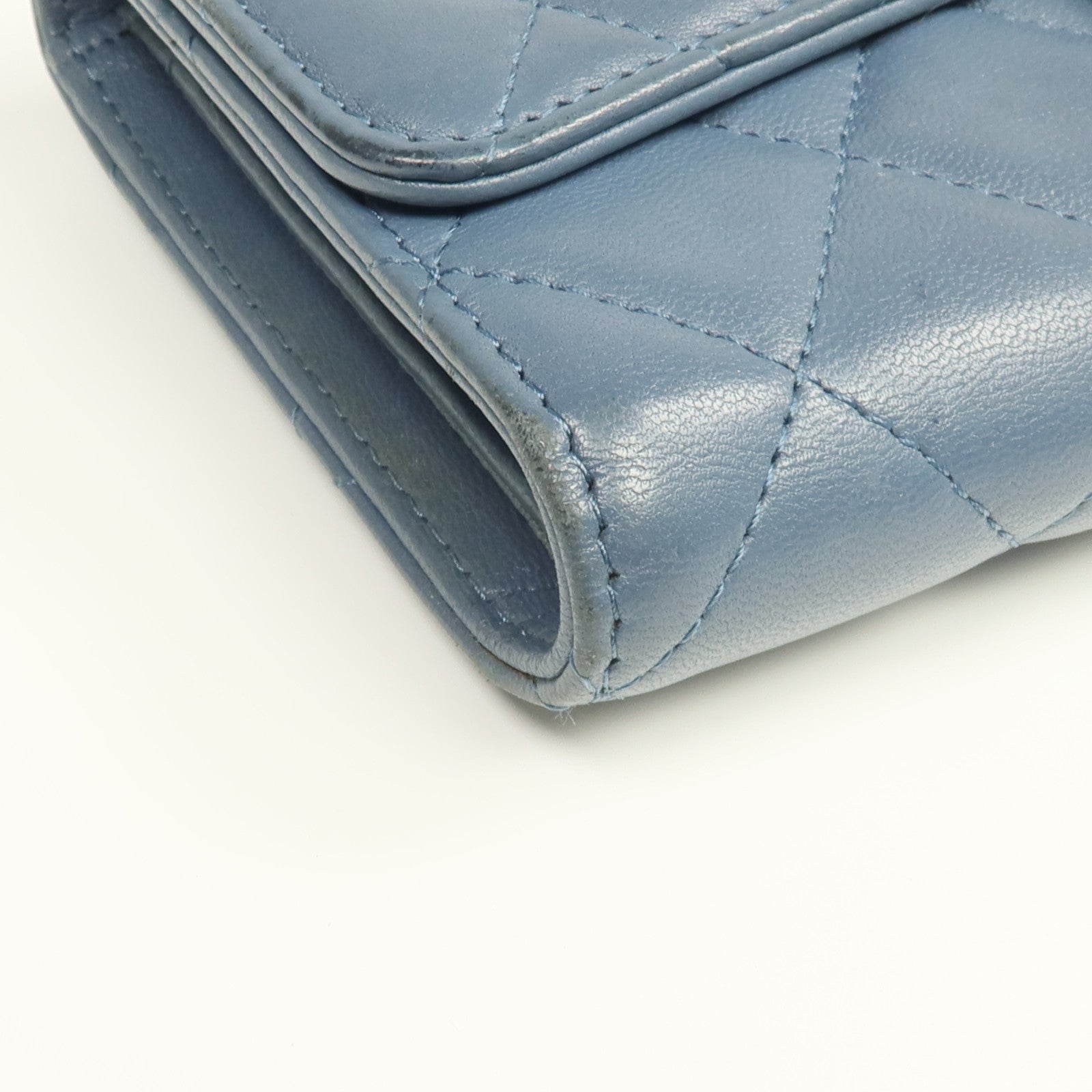 CHANEL 羊皮皮革Long Wallet銀扣長錢包