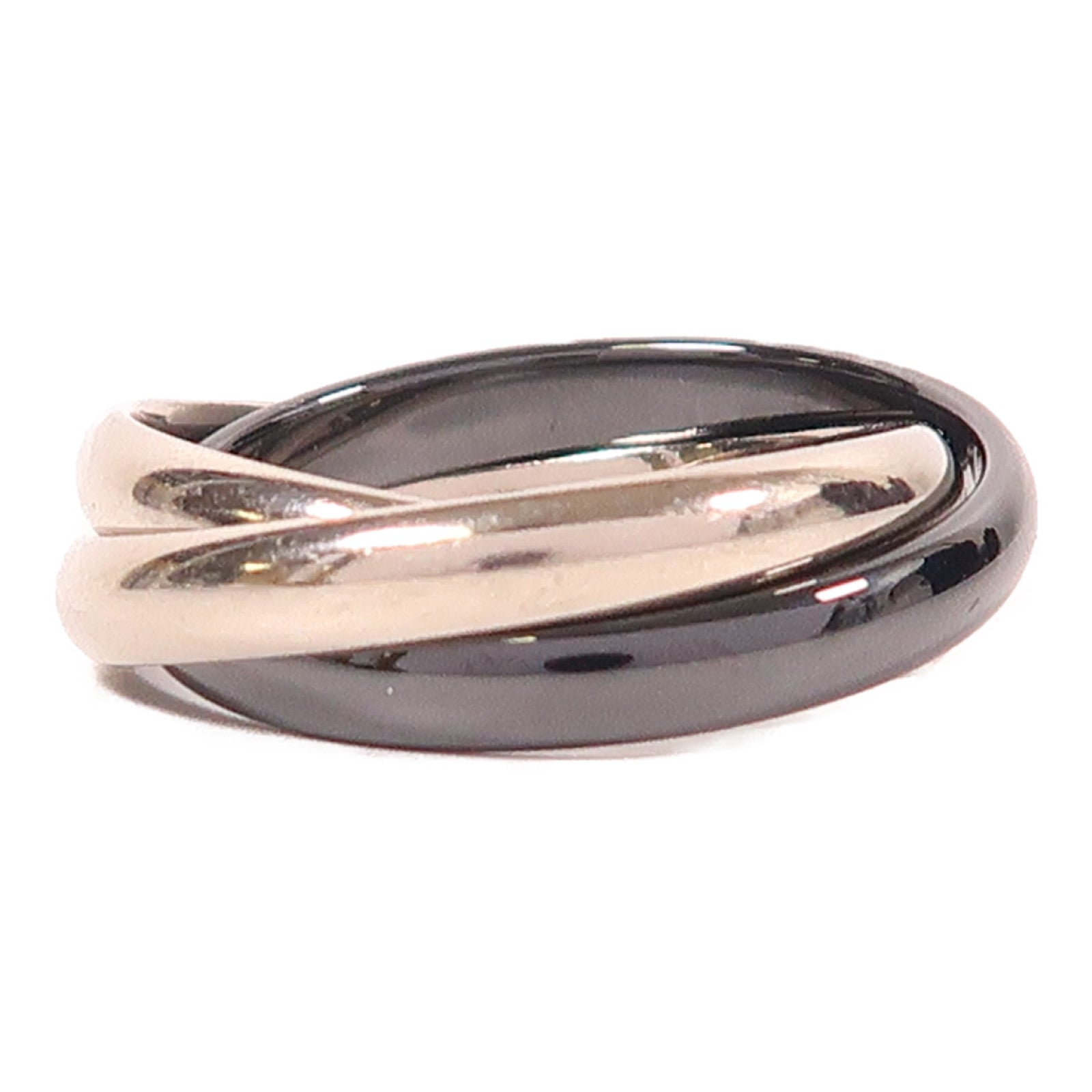 CARTIER 18K白金/陶瓷Trinity戒指US#7.25