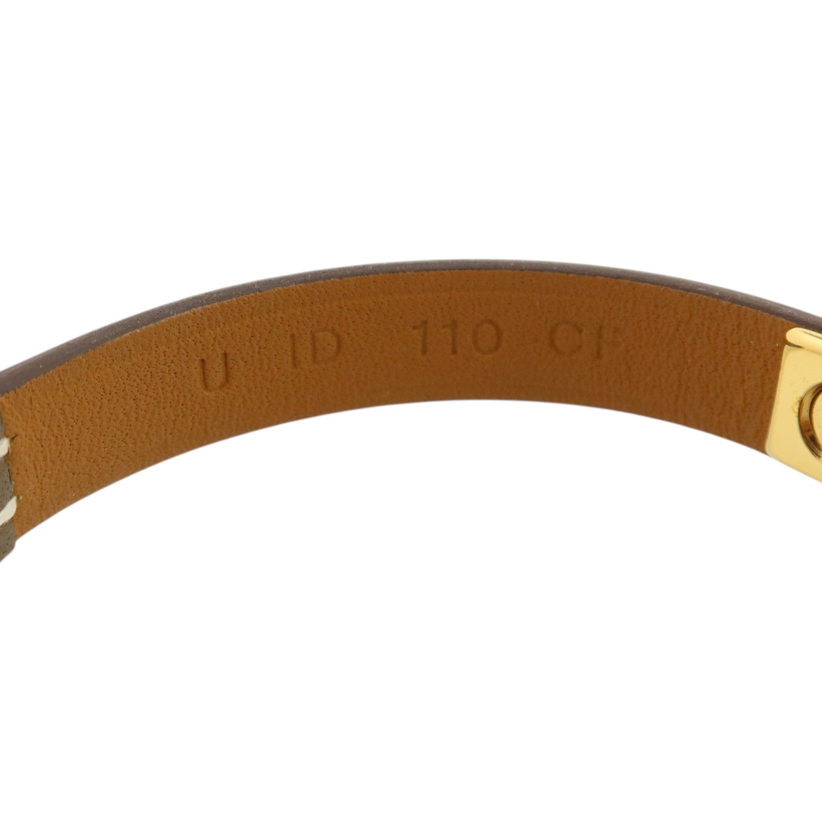 HERMES Swift皮革Rivale Mini Bracelet金扣手鏈Etoupe