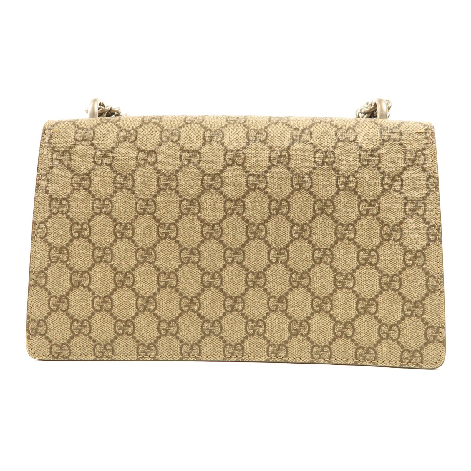 GUCCI 塗層帆布GG Supreme Dionysus銀扣鏈帶肩背袋