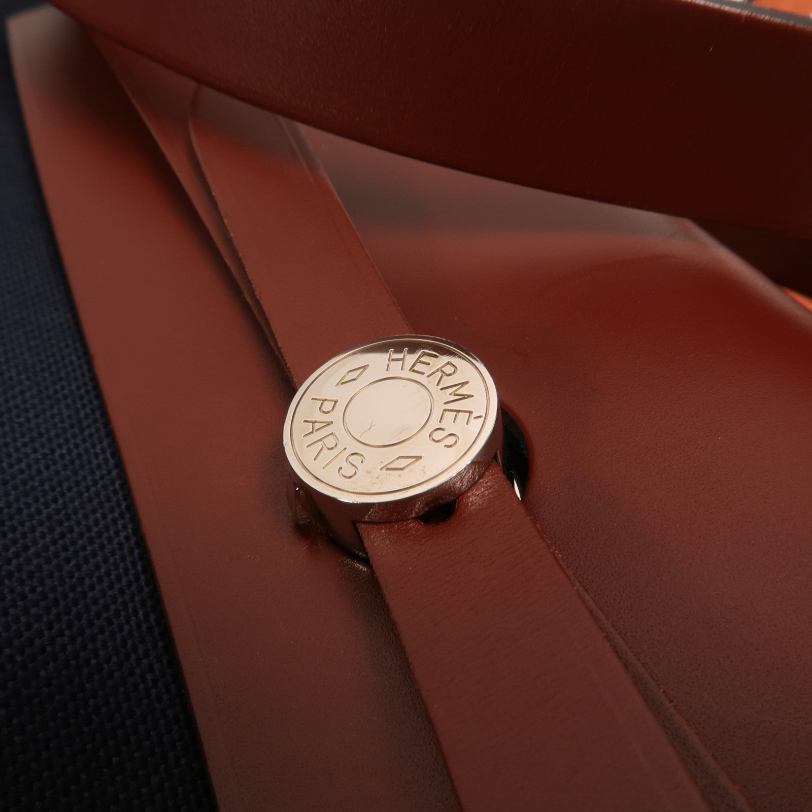 HERMES 帆布Herbag GM銀扣手挽肩背兩用袋