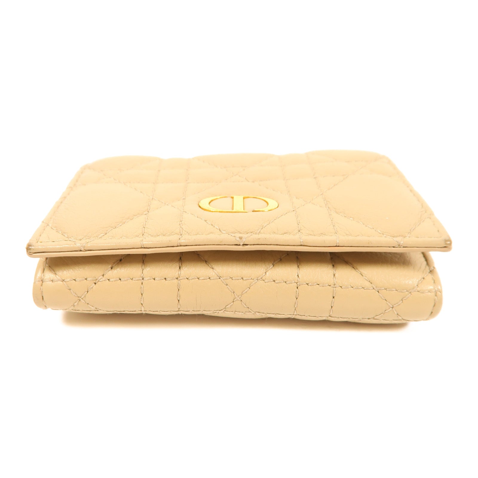 Dior CD GHW Wallet Lambskin Leather Beige