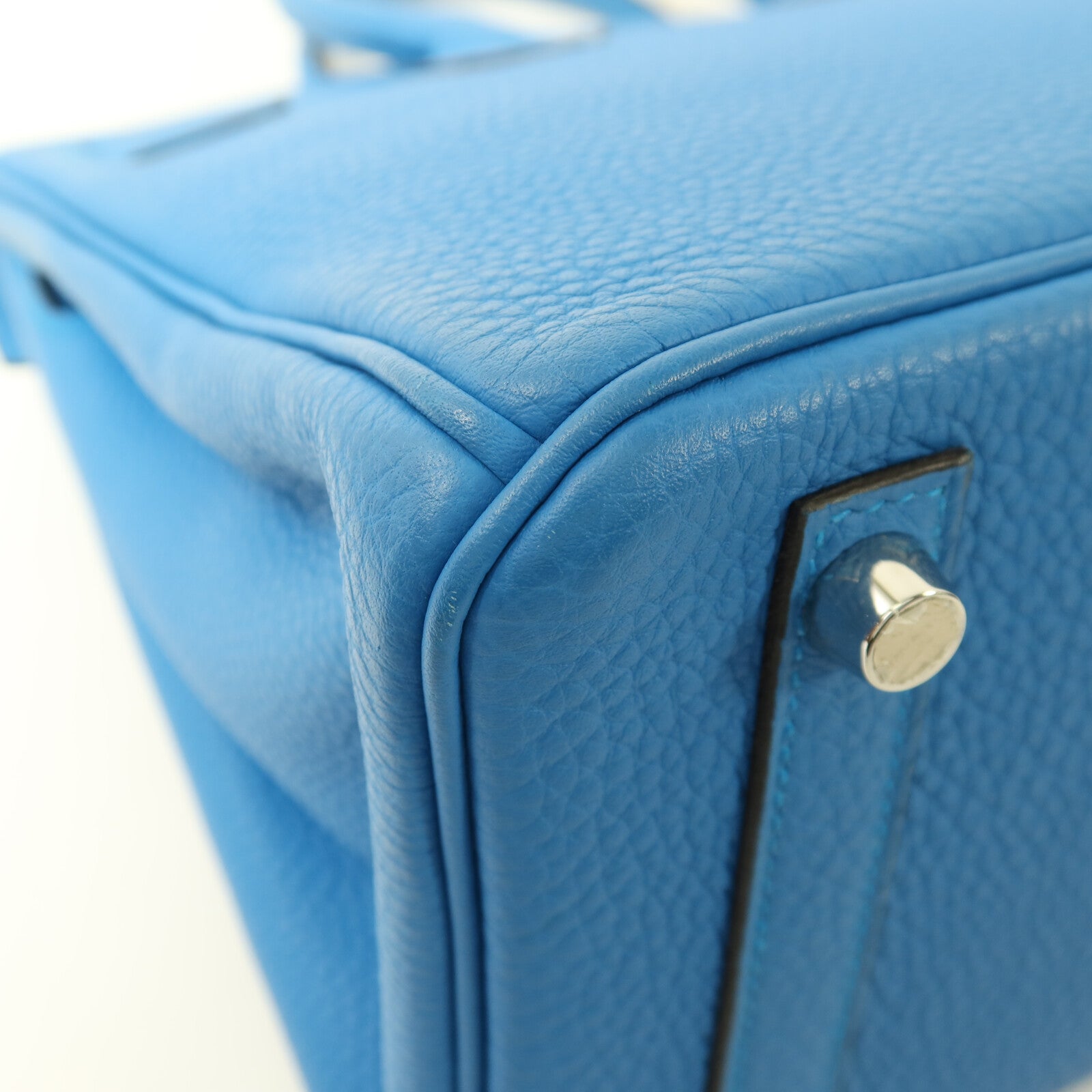 HERMES Togo皮革Birkin 25銀扣手挽袋Blue Zanziar