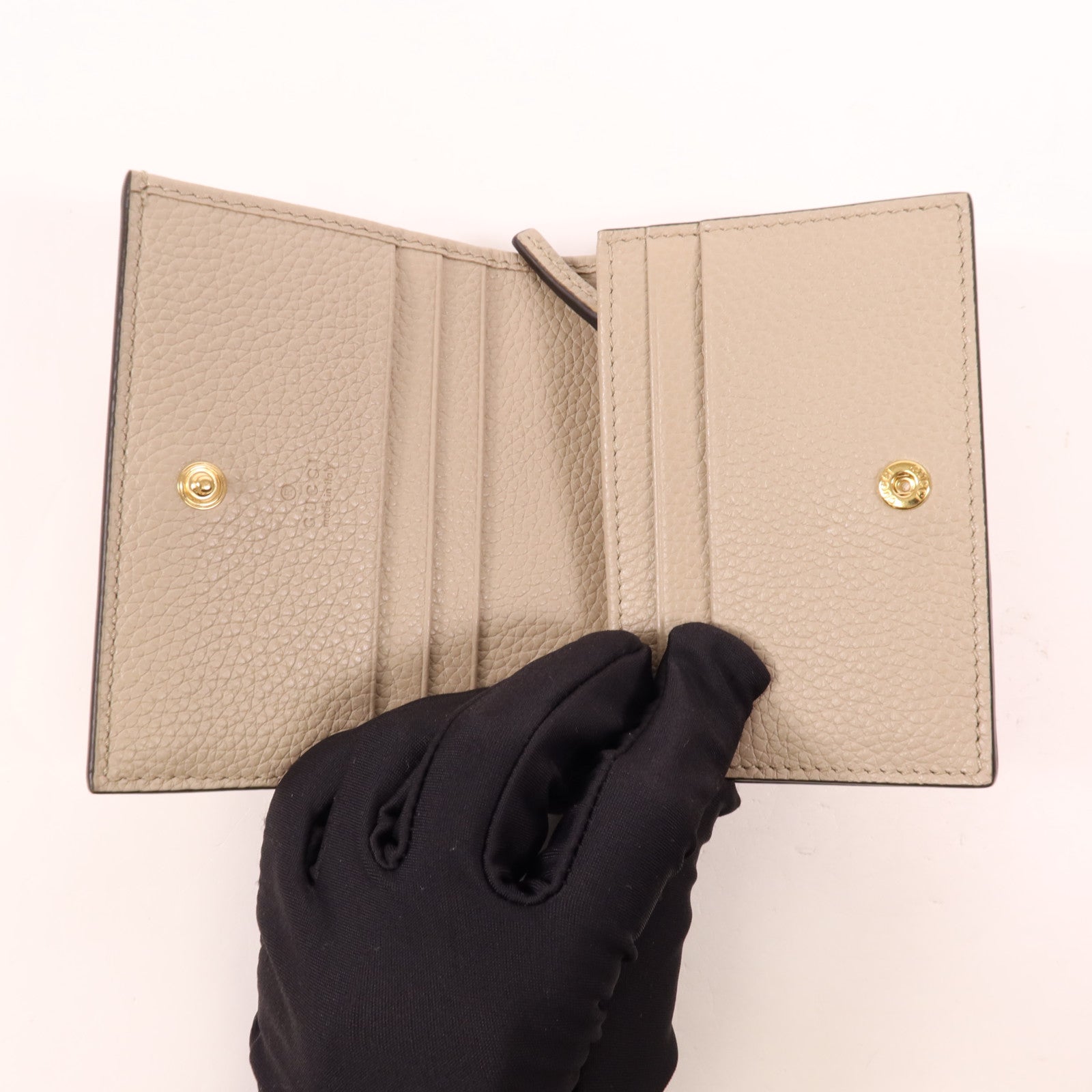 GUCCI 塗層帆布/牛皮皮革GG Marmont Wallet金扣錢包