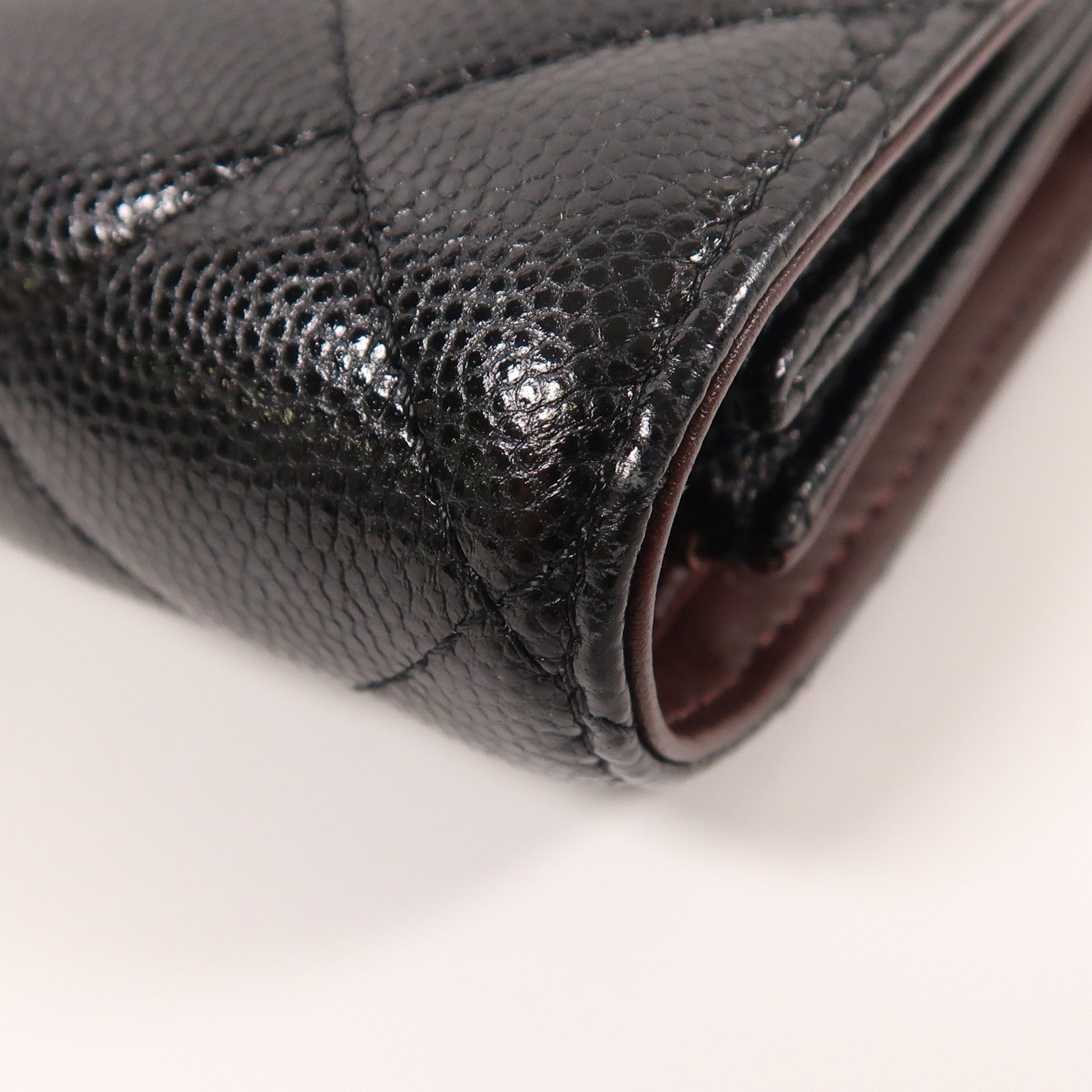 CHANEL 牛皮皮革Fold Wallet金扣錢包