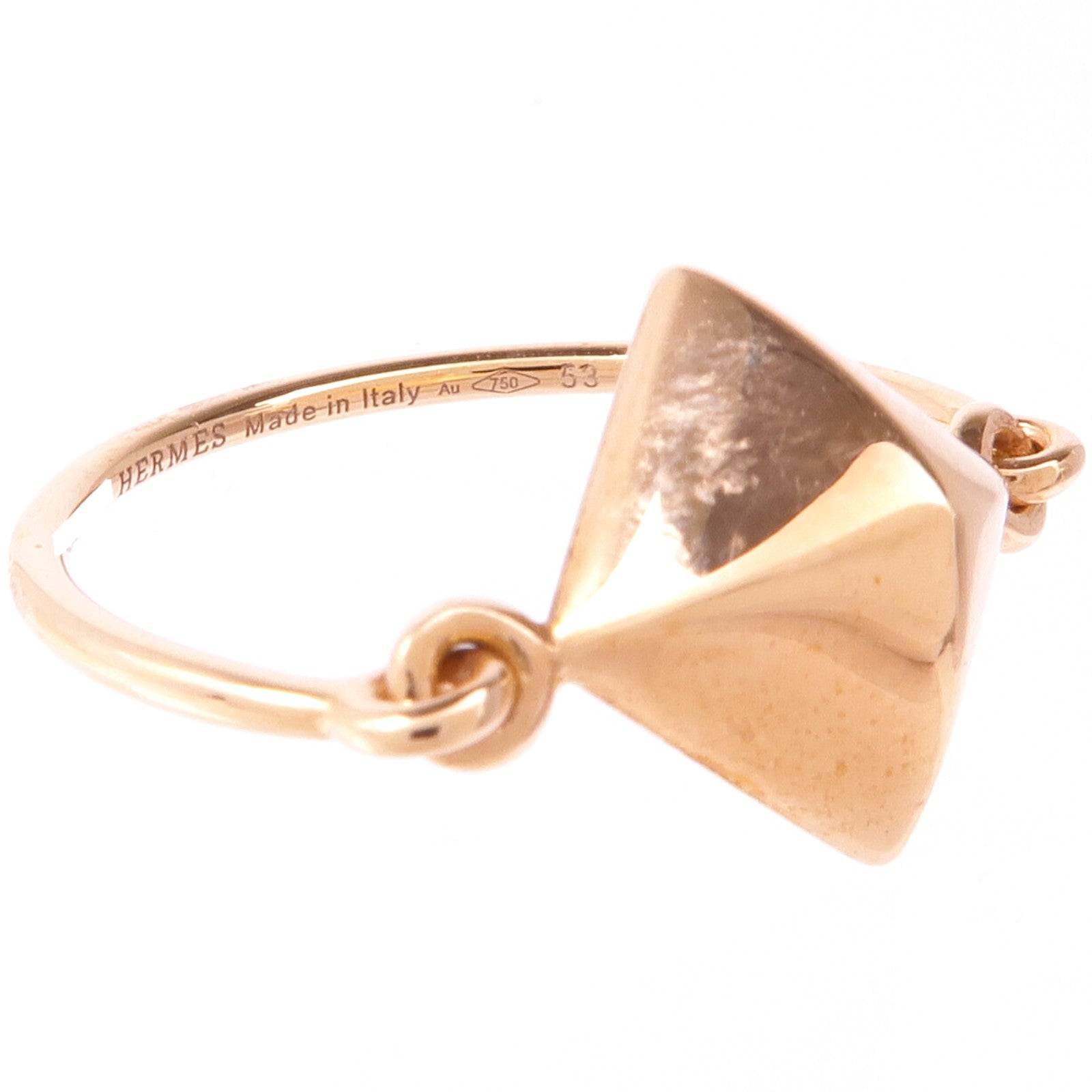 HERMES 18K玫瑰金Bague Ronde戒指Hermes#53/US#6.5
