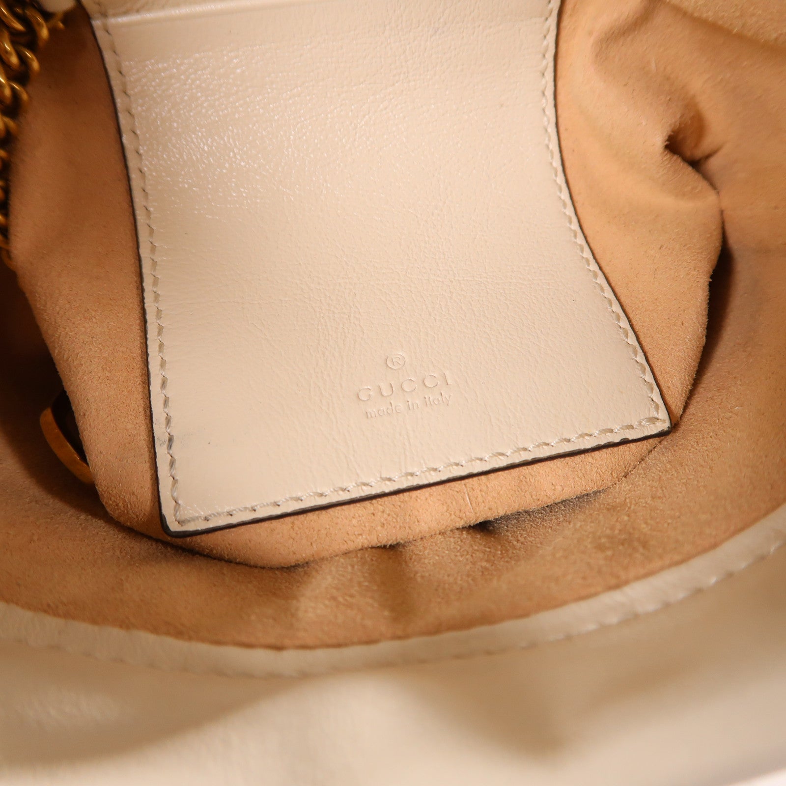 GUCCI 【激減優惠】牛皮皮革Bucket Bag金扣鏈帶肩背袋