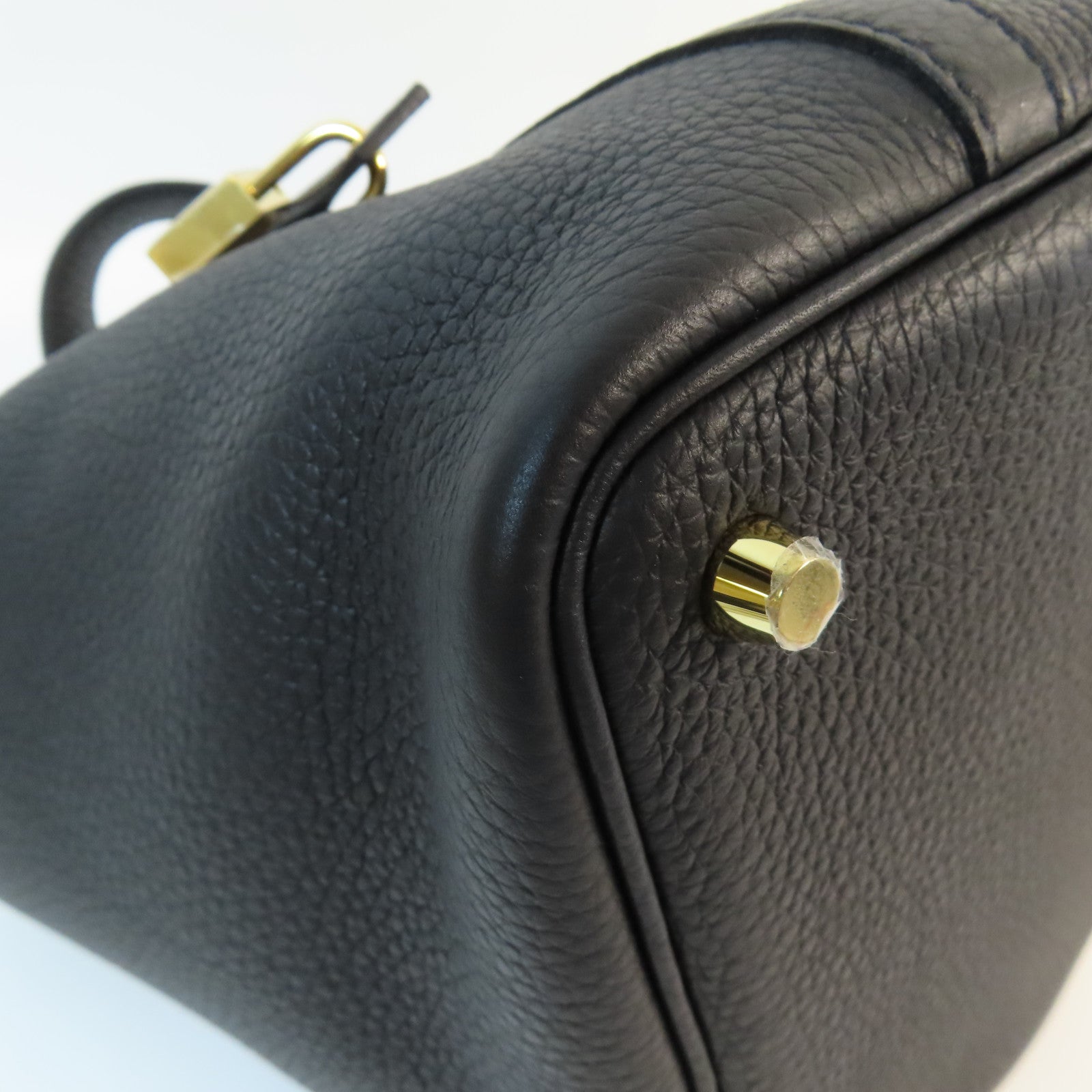 HERMES Clemence皮革Picotin PM金扣手挽袋Noir
