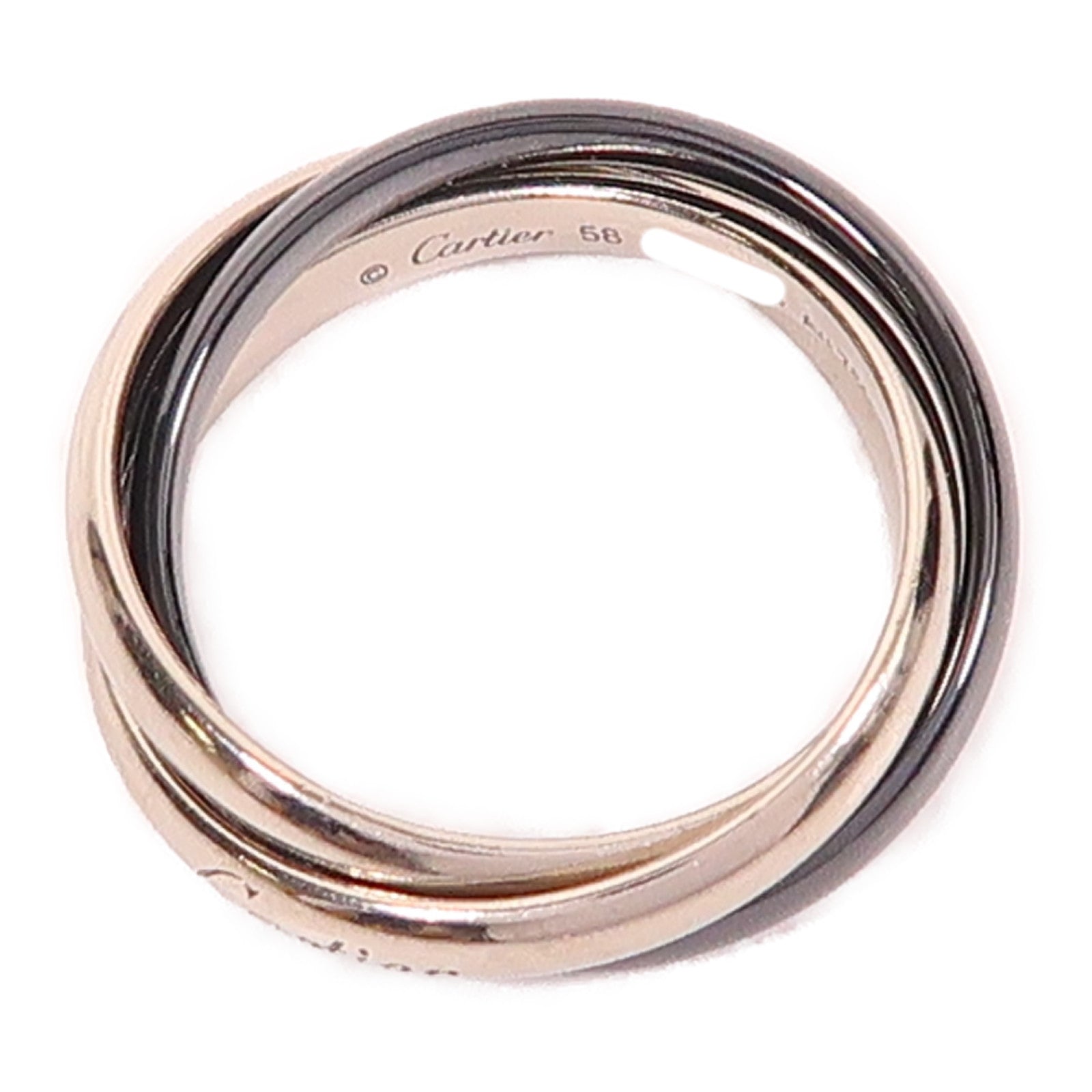 CARTIER 18K白金/陶瓷Trinity戒指US#7.25