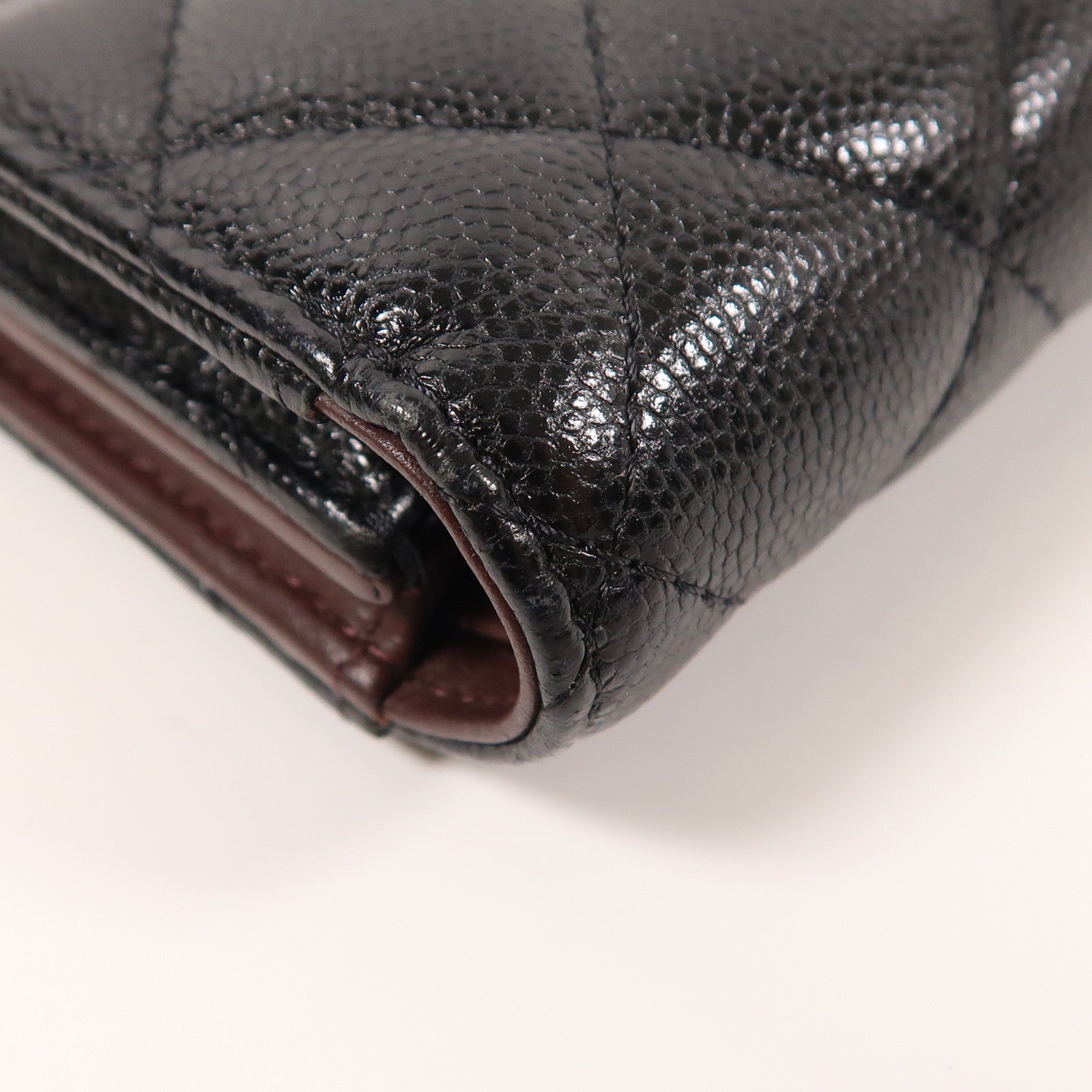 CHANEL 牛皮皮革Fold Wallet金扣錢包