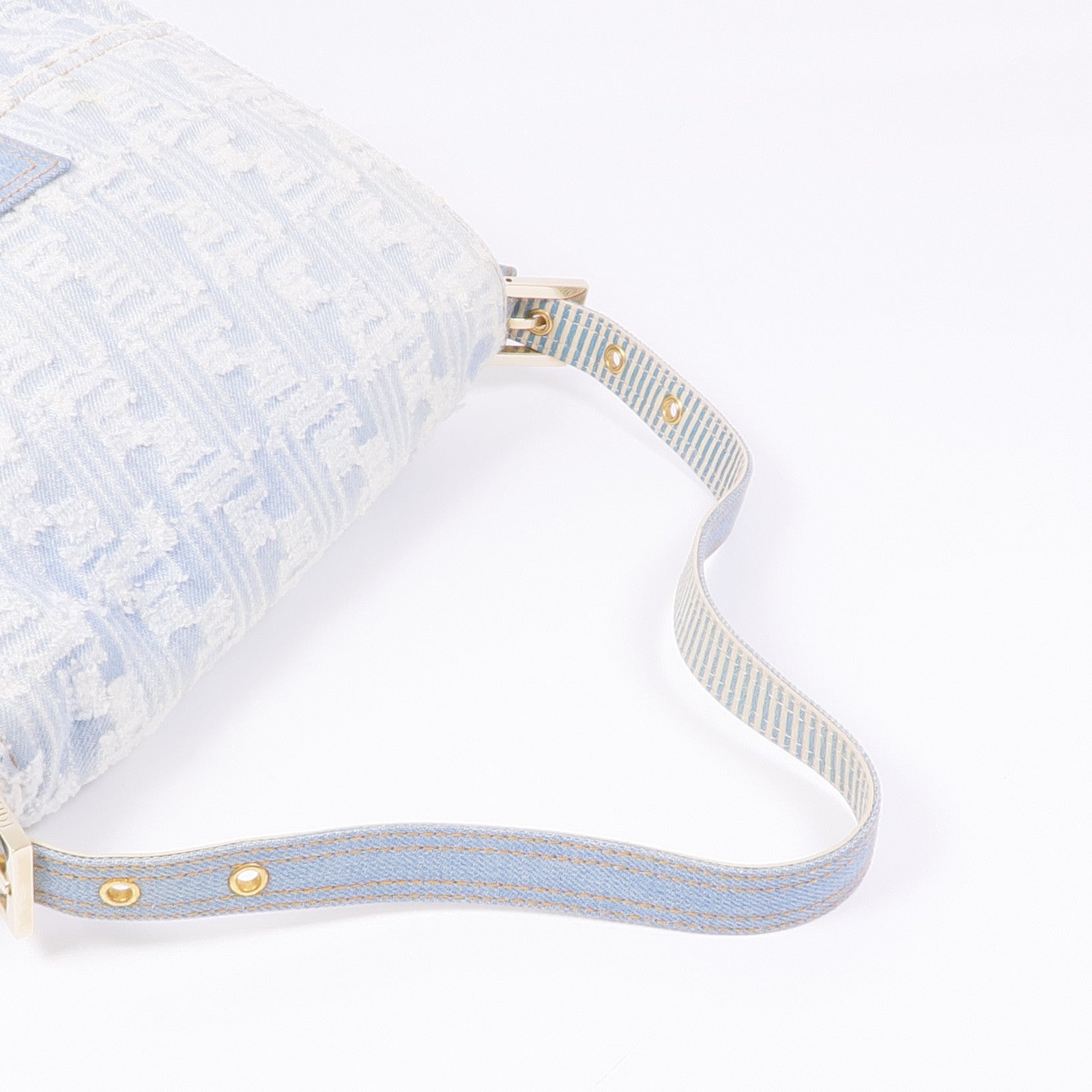 FENDI 牛仔布Shoulder Bag金扣肩背袋