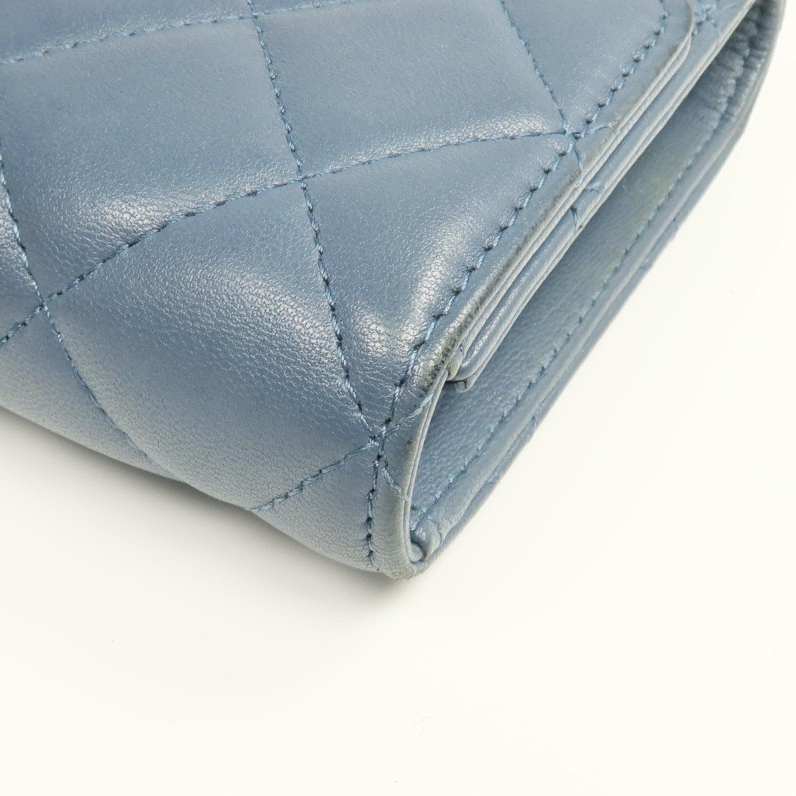 CHANEL 羊皮皮革Long Wallet銀扣長錢包