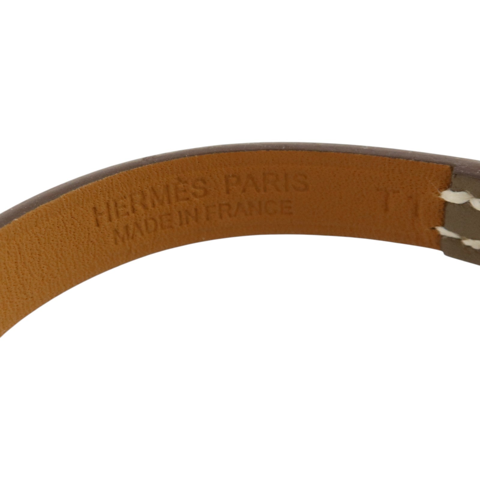 HERMES Swift皮革Rivale Mini Bracelet金扣手鏈Etoupe