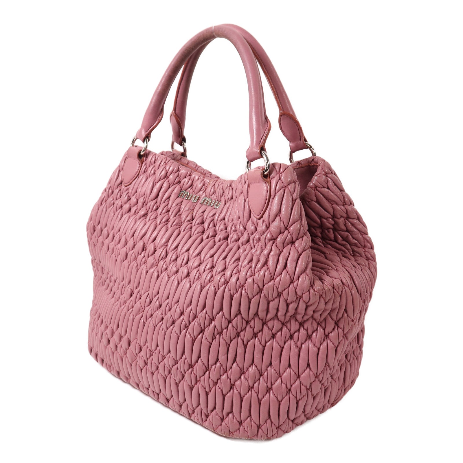 Miu Miu 羊皮皮革Shoulder Bag銀扣手挽肩背兩用袋