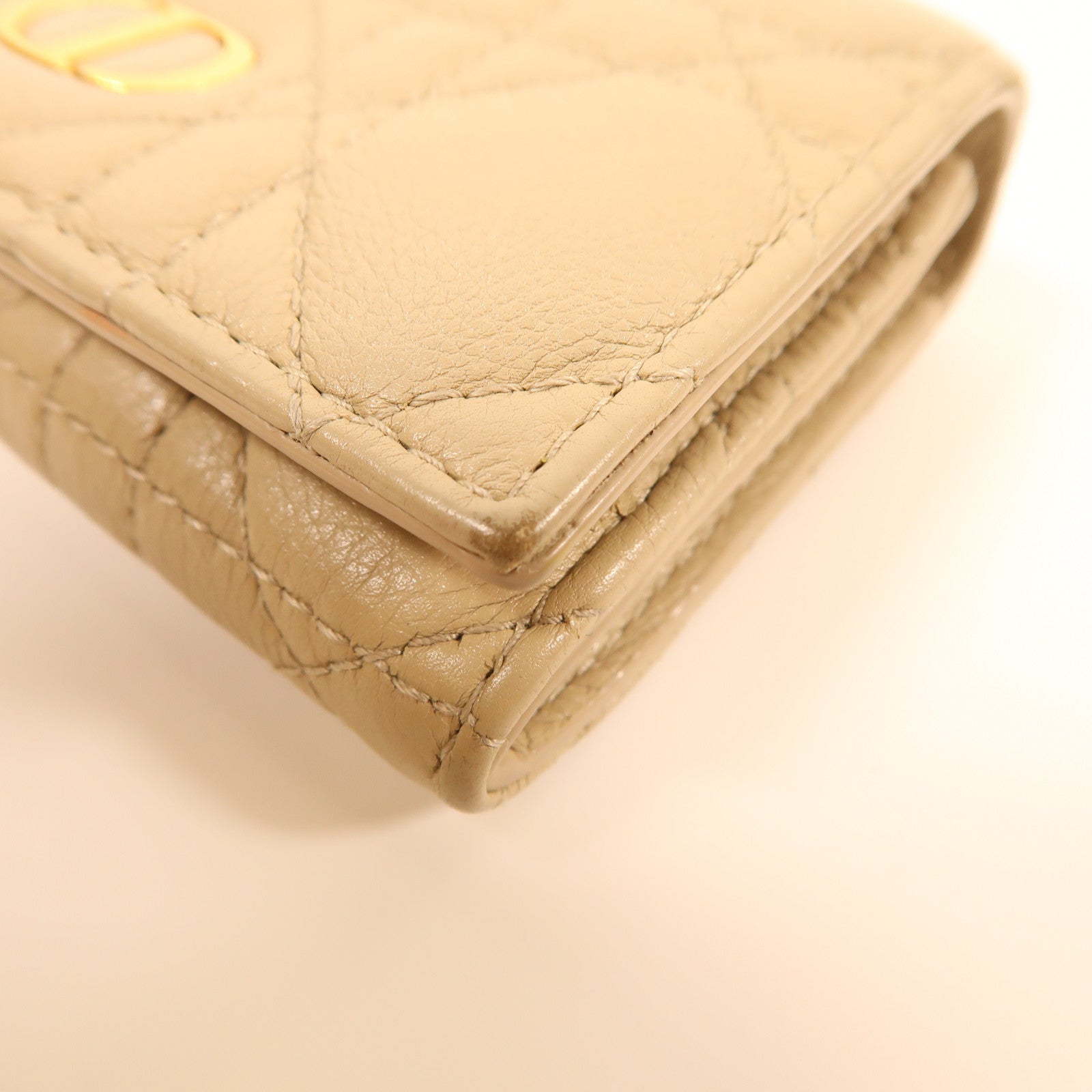 Dior CD GHW Wallet Lambskin Leather Beige