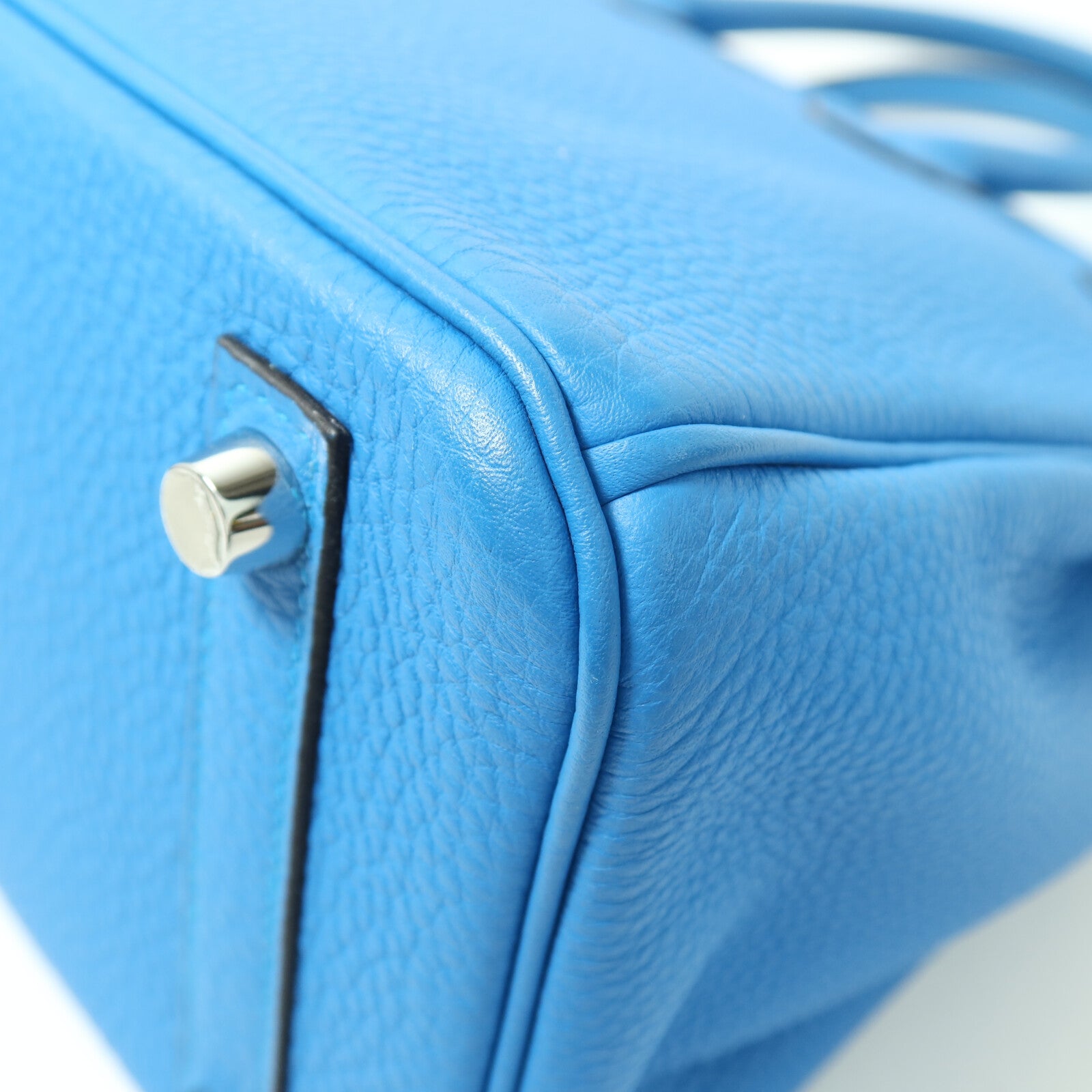 HERMES Togo皮革Birkin 25銀扣手挽袋Blue Zanziar