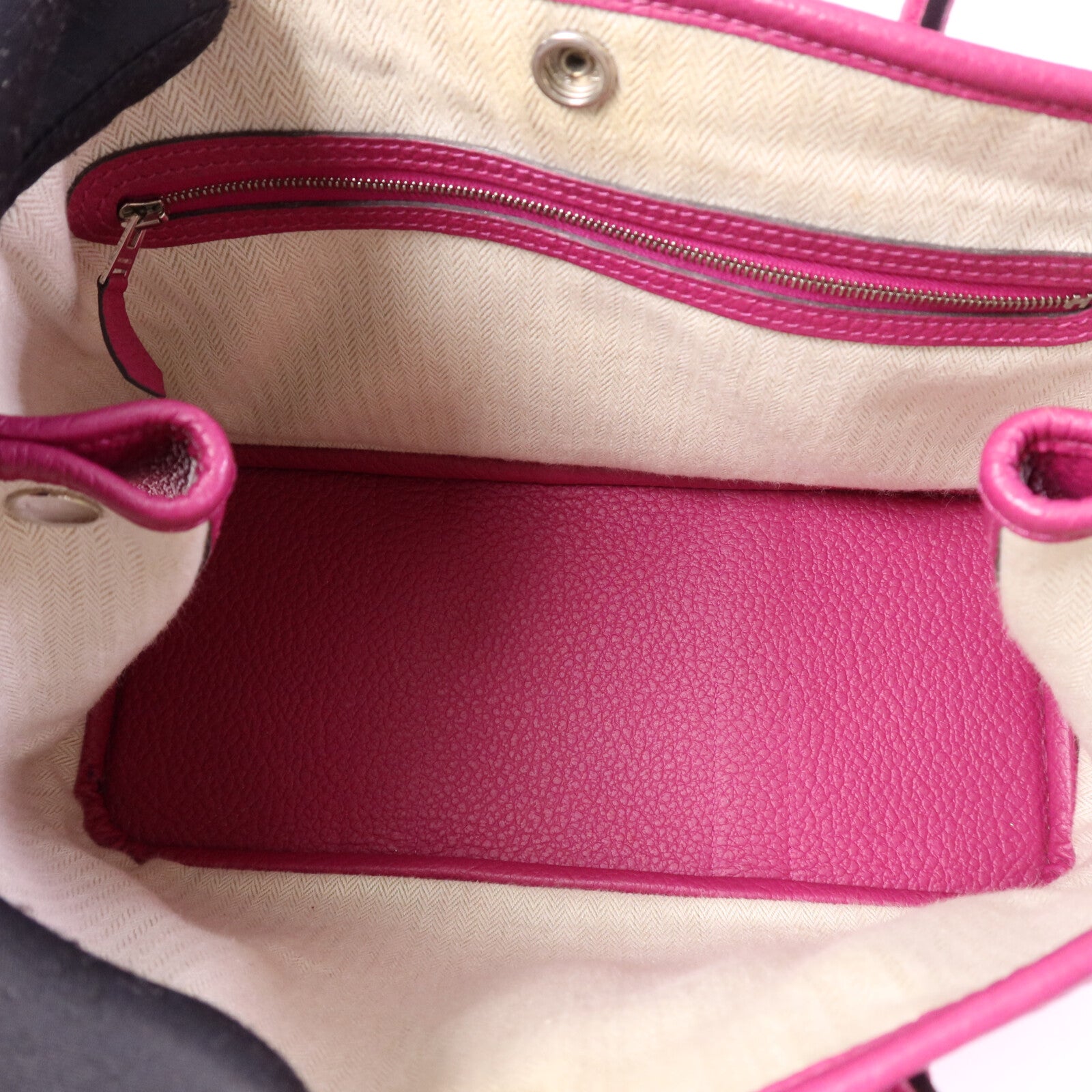 HERMES Country皮革Garden Party TPM銀扣手挽袋Rose Purple