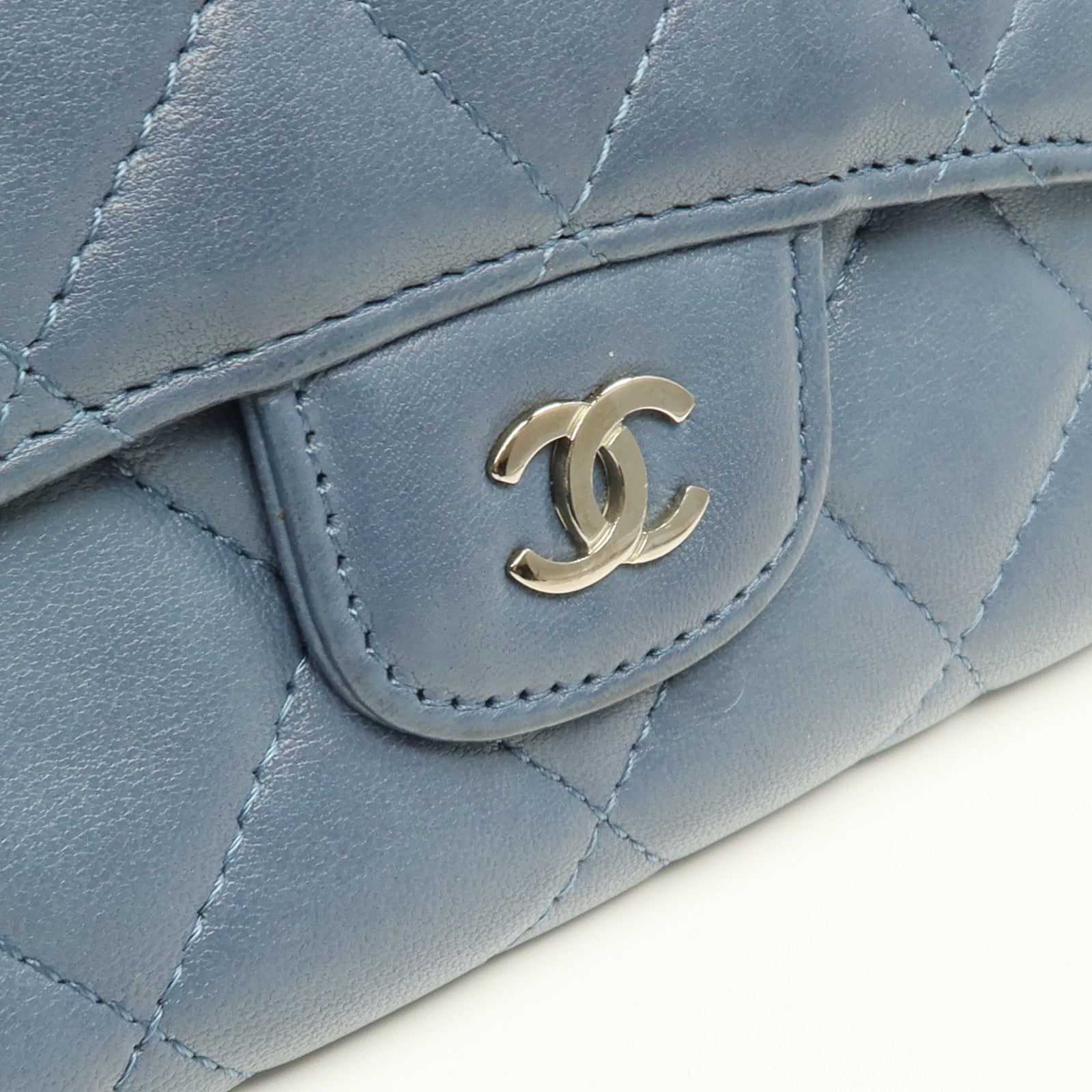 CHANEL 羊皮皮革Long Wallet銀扣長錢包