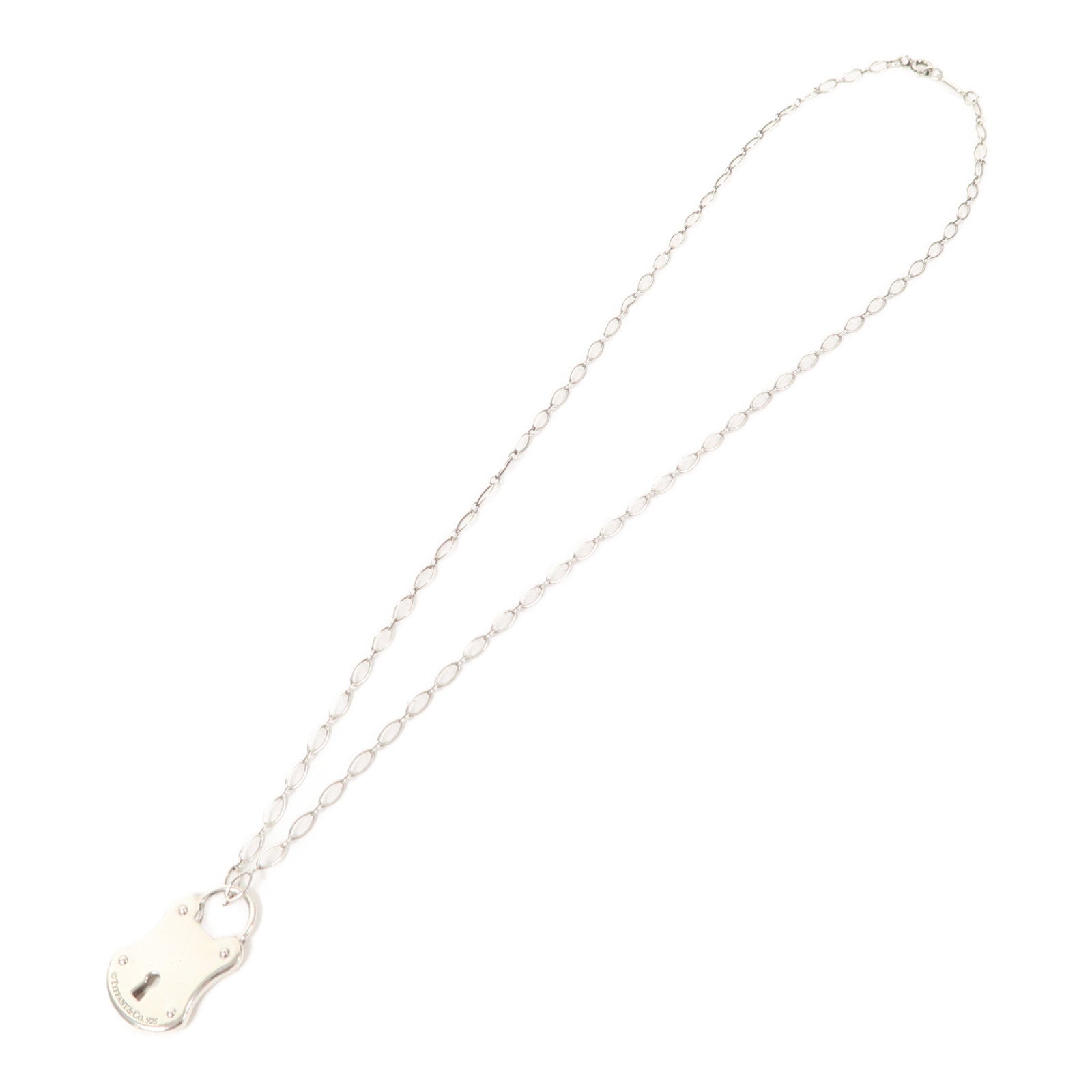 TIFFANY＆CO 925純銀Emblem Lock Pendant Necklace項鍊