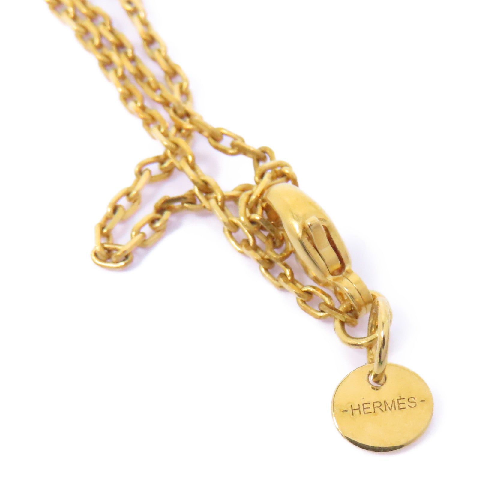 HERMES 【激減優惠】金屬/皮革Necklace項鍊紅色/金色