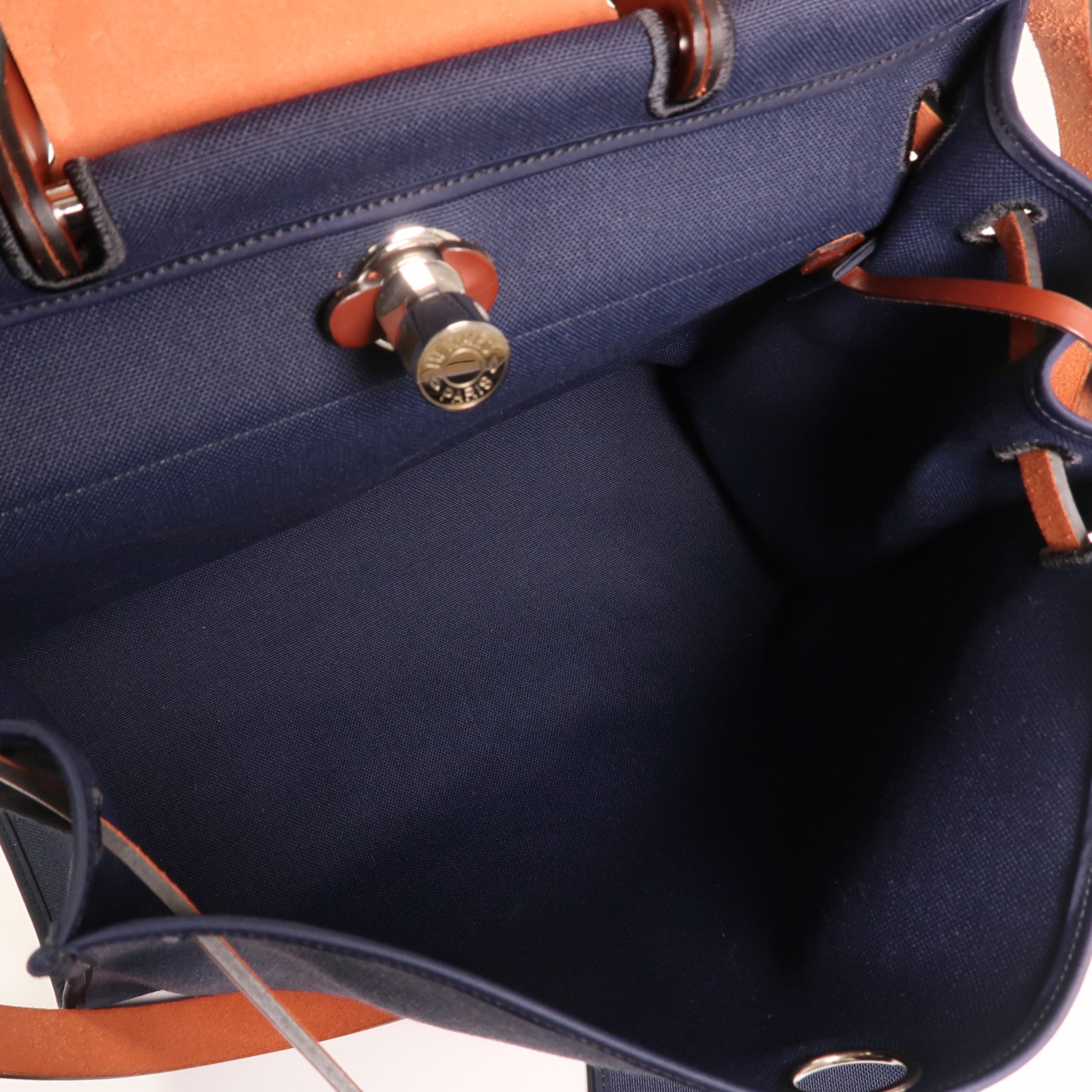 HERMES 帆布Herbag GM銀扣手挽肩背兩用袋