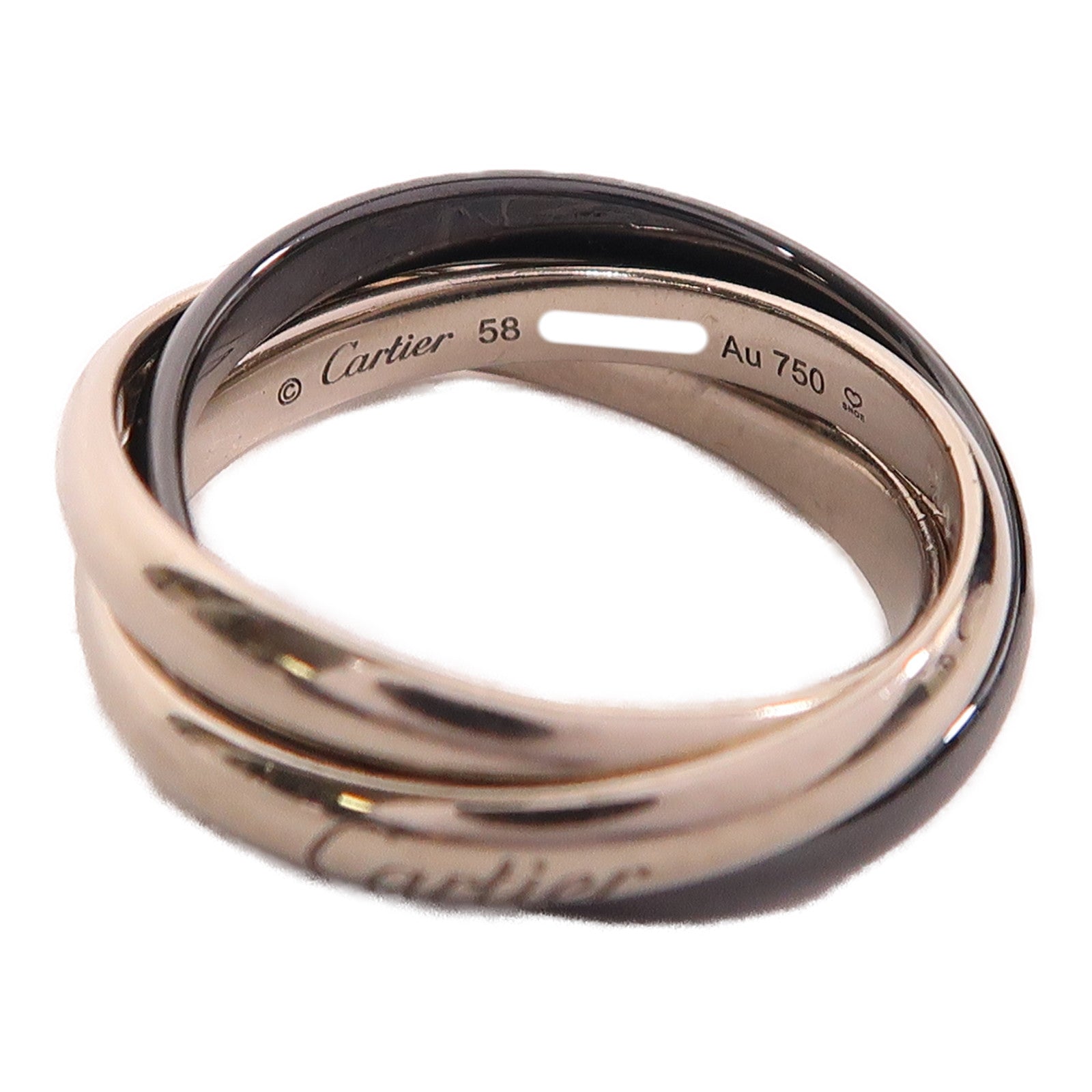 CARTIER 18K白金/陶瓷Trinity戒指US#7.25