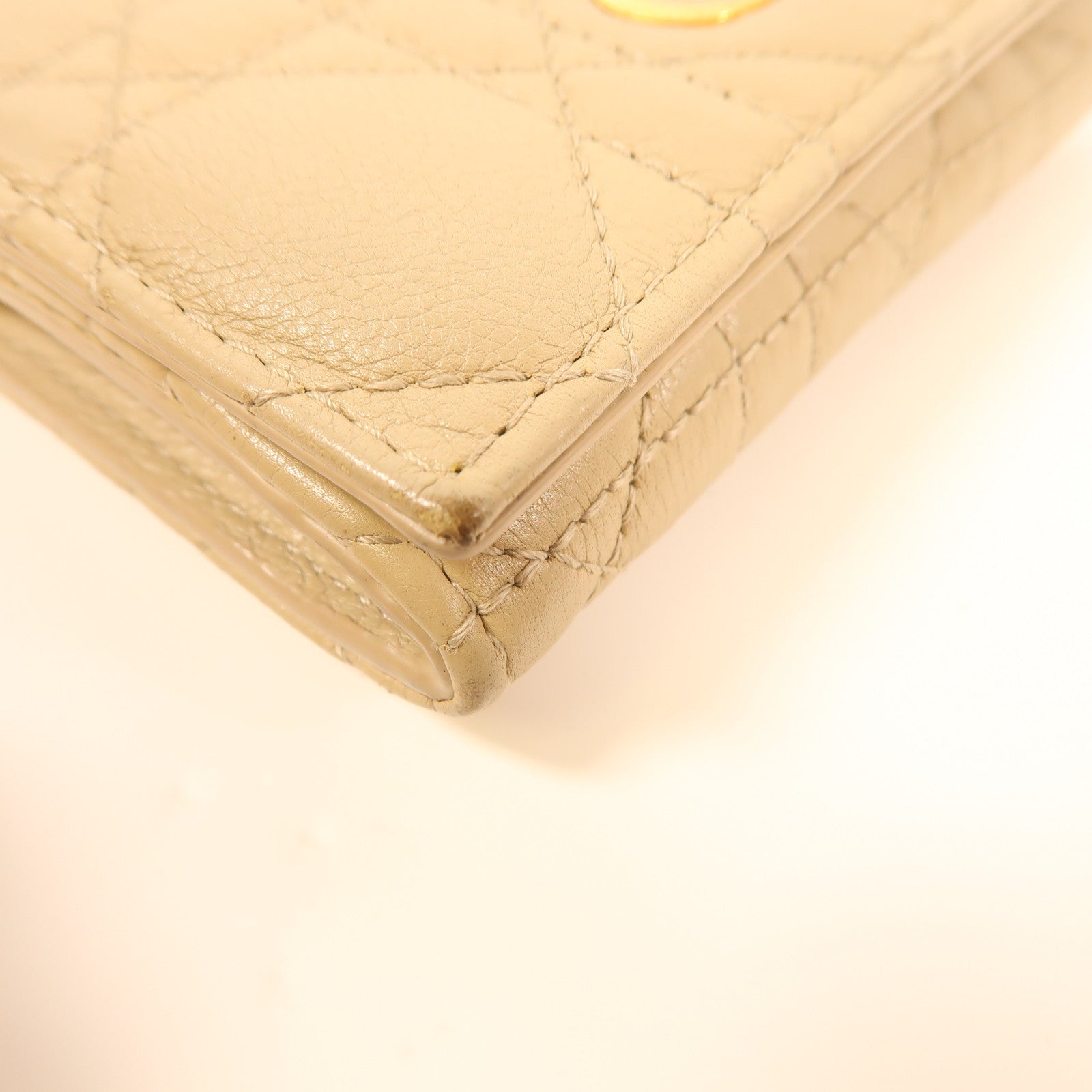 Dior CD GHW Wallet Lambskin Leather Beige
