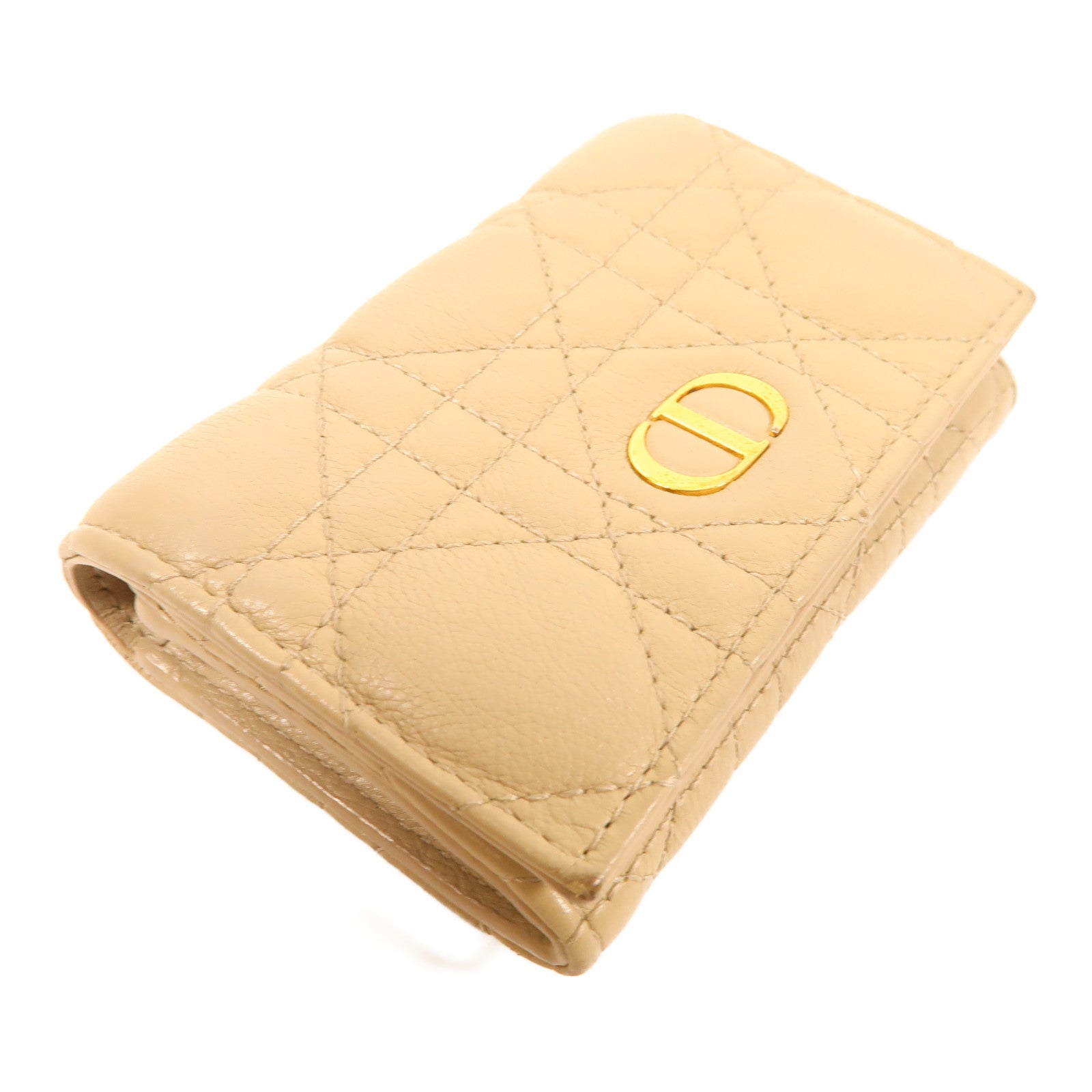 Dior CD GHW Wallet Lambskin Leather Beige