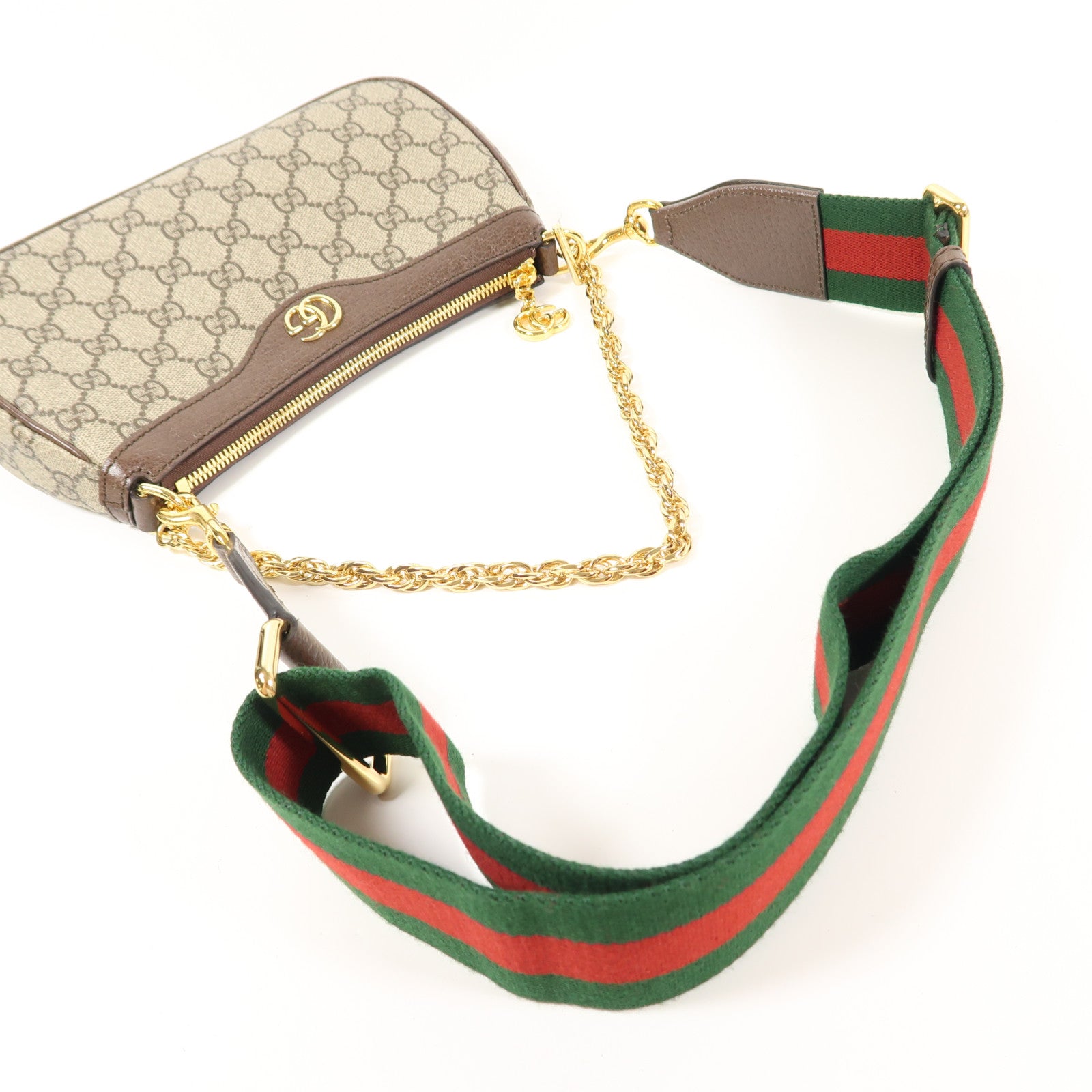 GUCCI GG GHW Ophidia Small 2 Way Shoulder Bag 735132 Coated Canvas Brown