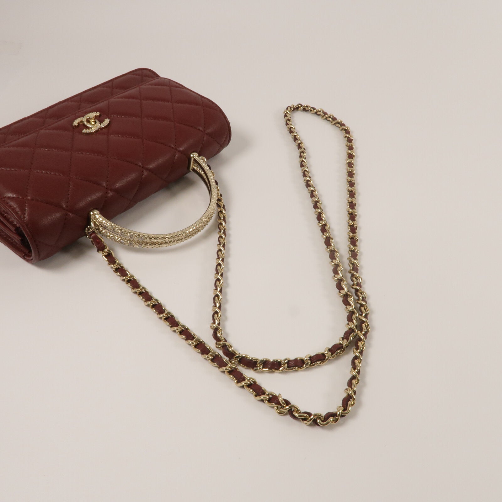CHANEL 羊皮皮革Wallet On Chain With Top Handle鏈帶手挽肩背兩用袋