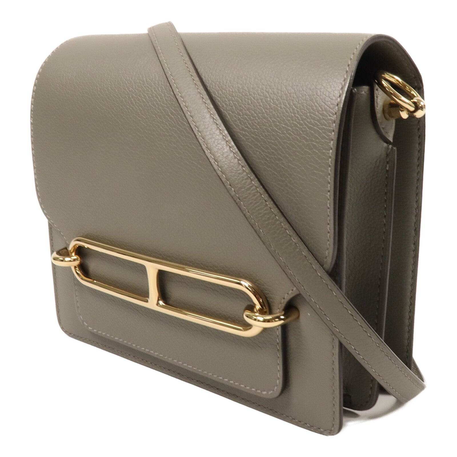 HERMES Evercolor皮革Roulis Mini肩背袋Gris Meyer