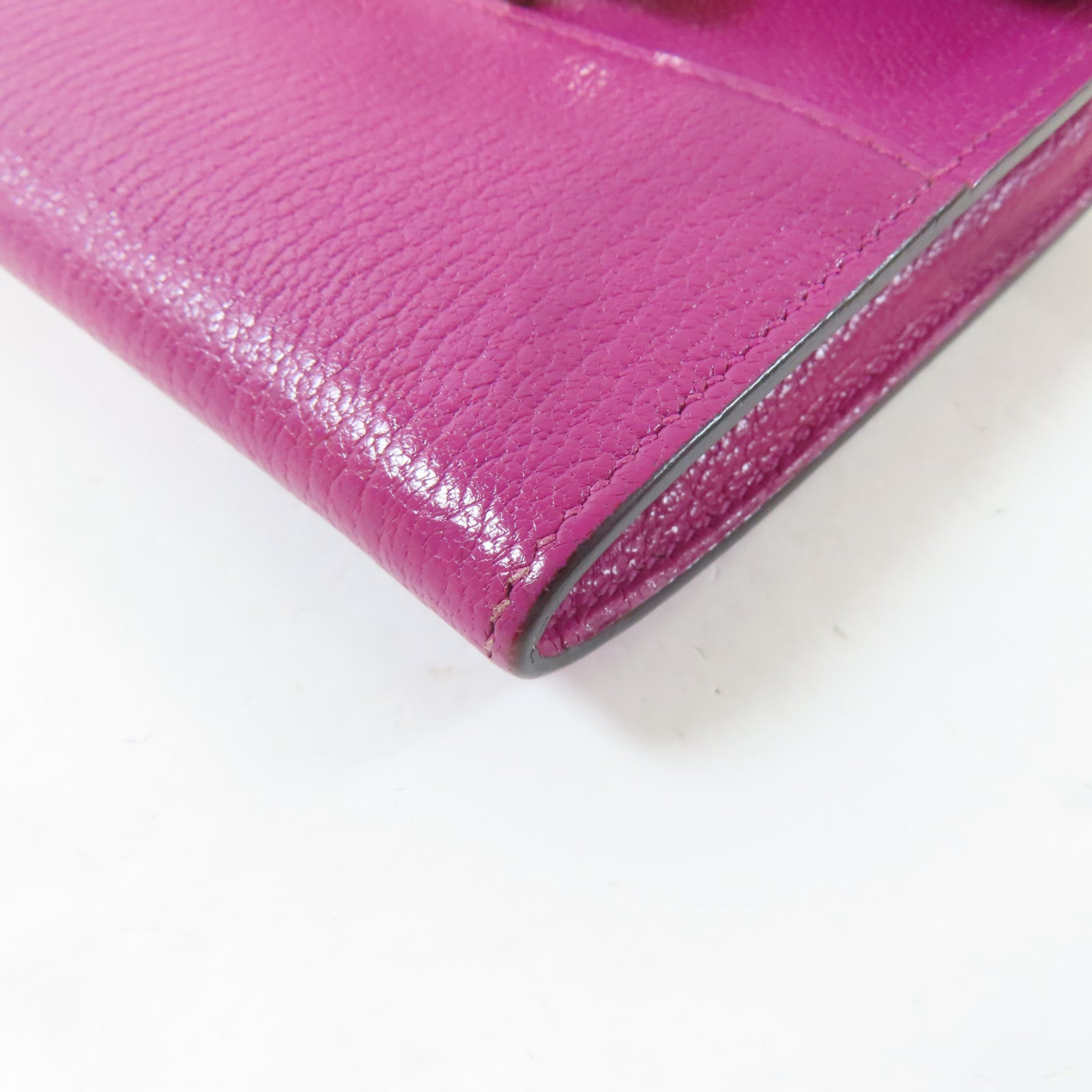 HERMES 【激減優惠】Chevre皮革Cinhetic To Go Wallet銀扣肩背袋粉紅色