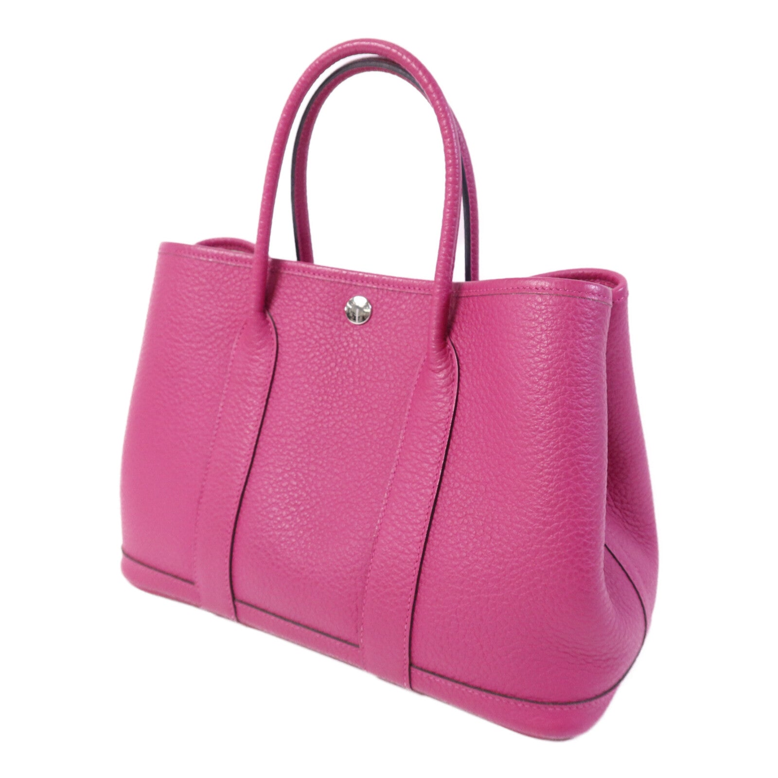HERMES Country皮革Garden Party TPM銀扣手挽袋Rose Purple