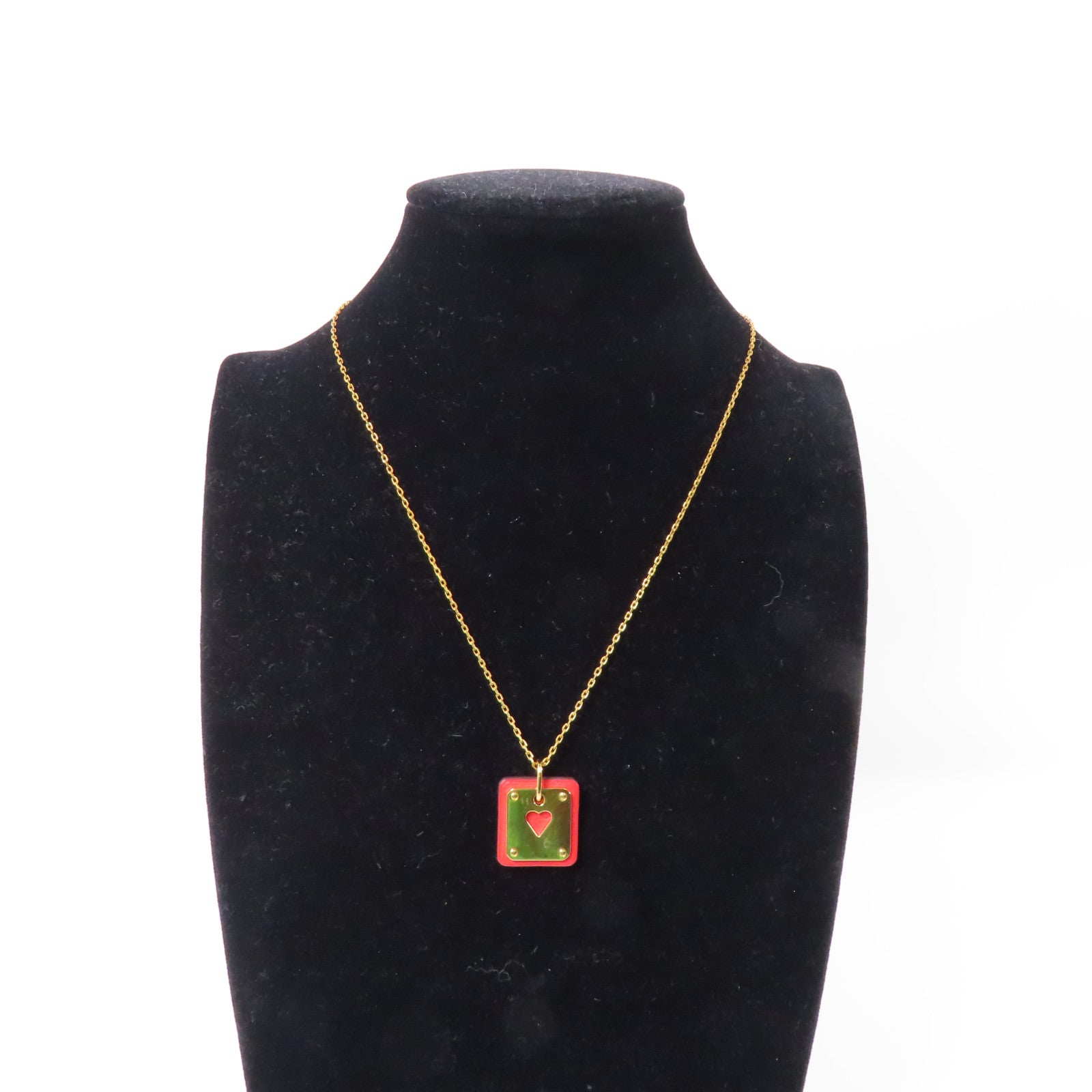 HERMES 【激減優惠】金屬/皮革Necklace項鍊紅色/金色