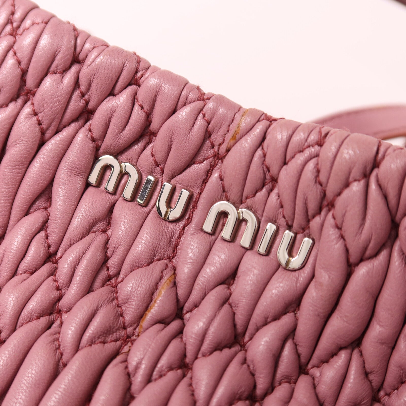Miu Miu 羊皮皮革Shoulder Bag銀扣手挽肩背兩用袋