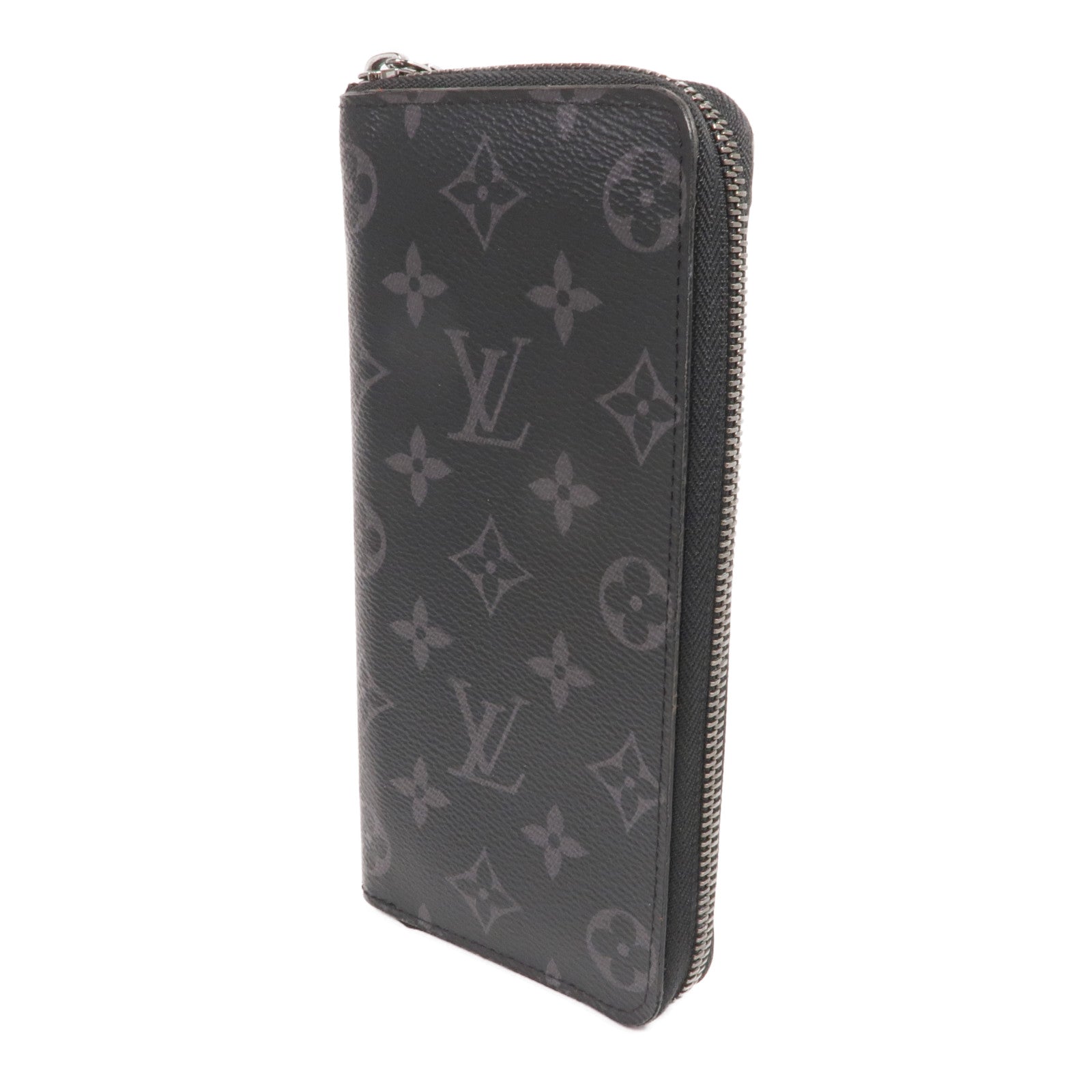 LOUIS VUITTON Monogram Eclipse Zippy Wallet Vertical銀扣長錢包